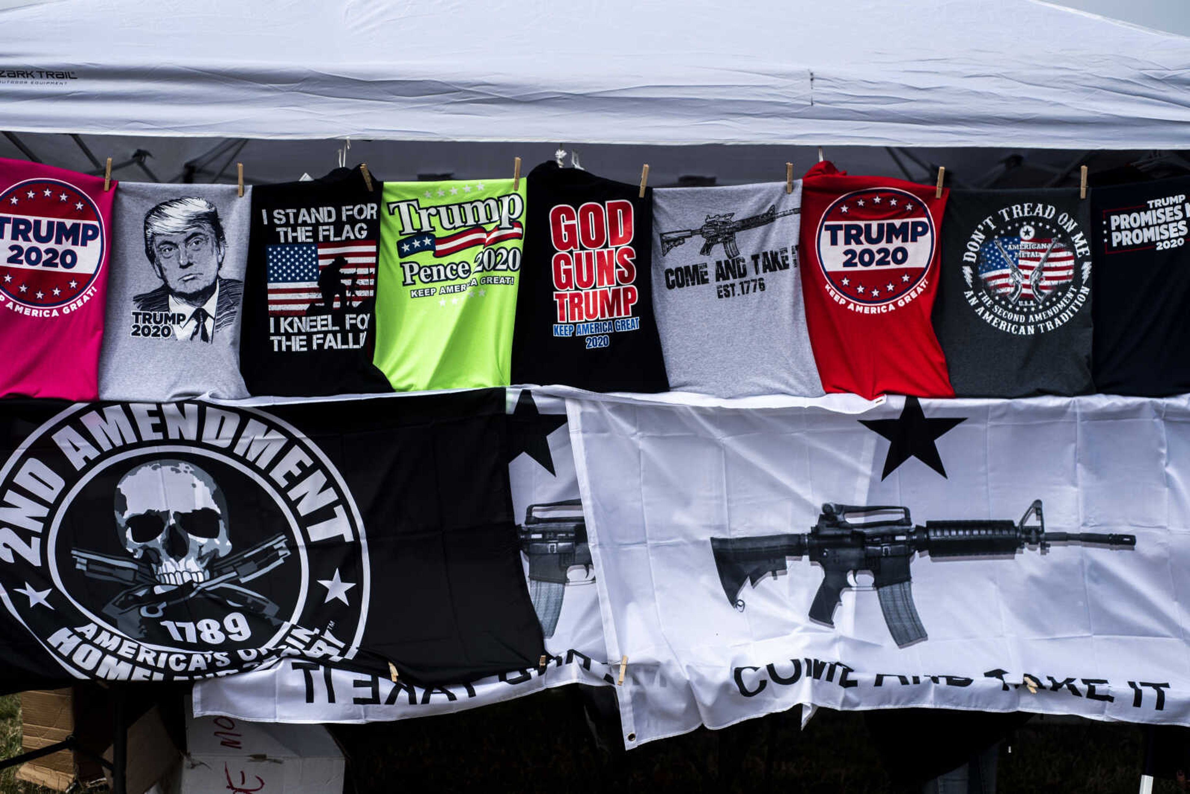 Merchandise hangs on the outside of a booth near West Park Mall Monday, Nov. 5, 2018, in Cape Girardeau.