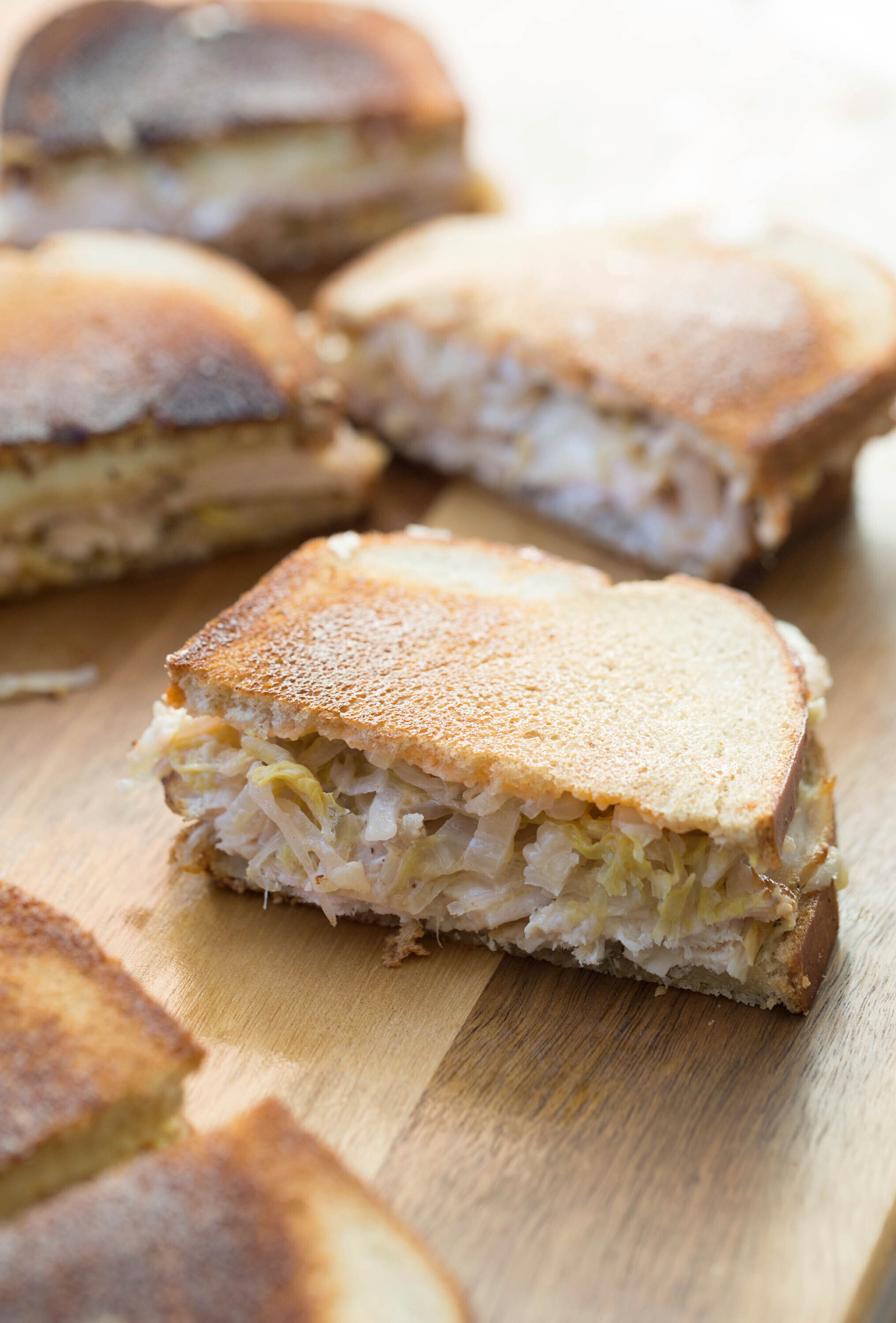 Turkey reuben sandwiches appear in New York on Oct. 17, 2017. (Katie Workman via AP)