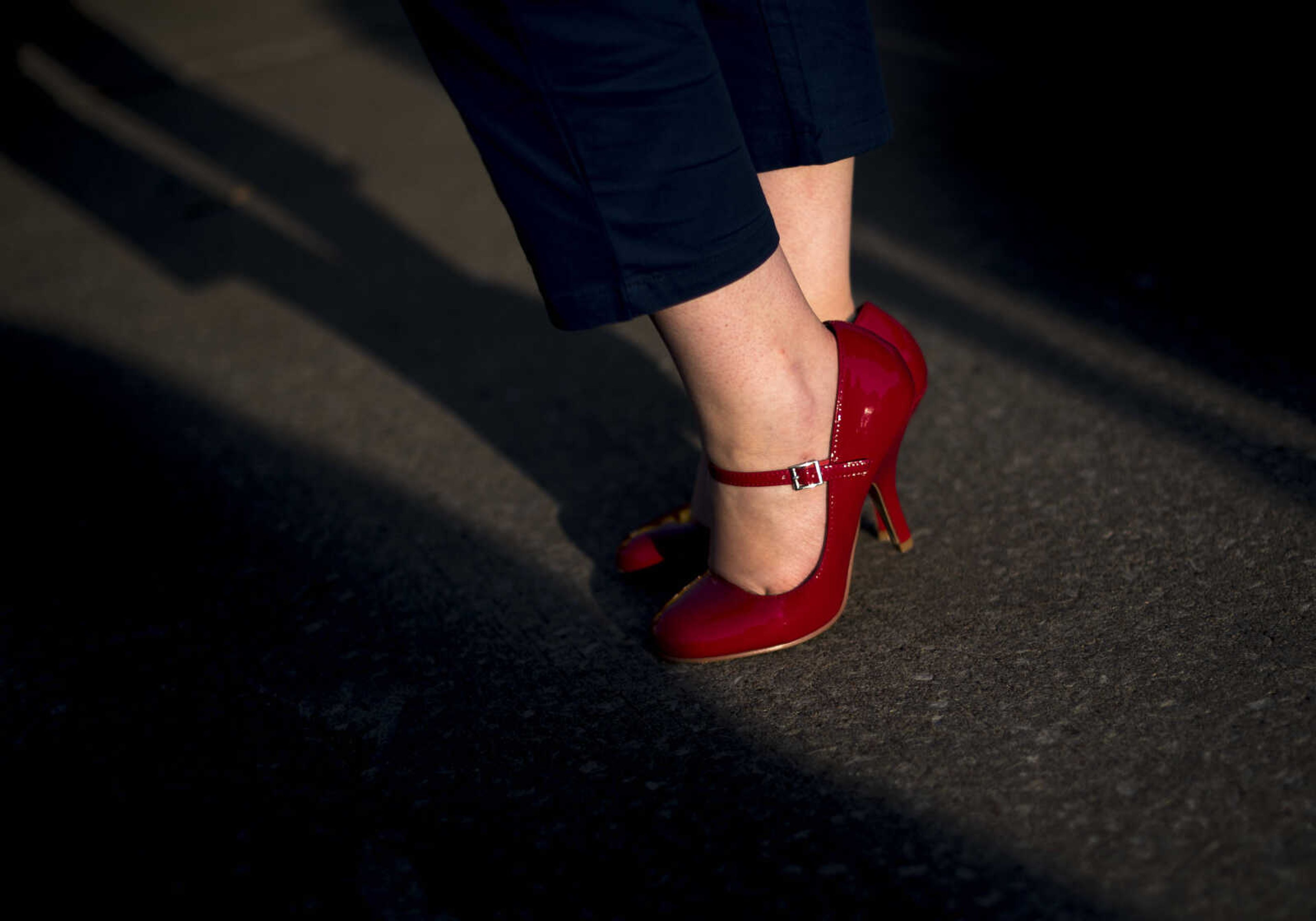 Red heeled shoes are seen during the Perryville Pinup contest Saturday, Sept. 2, 2017 in downtown Perryville.