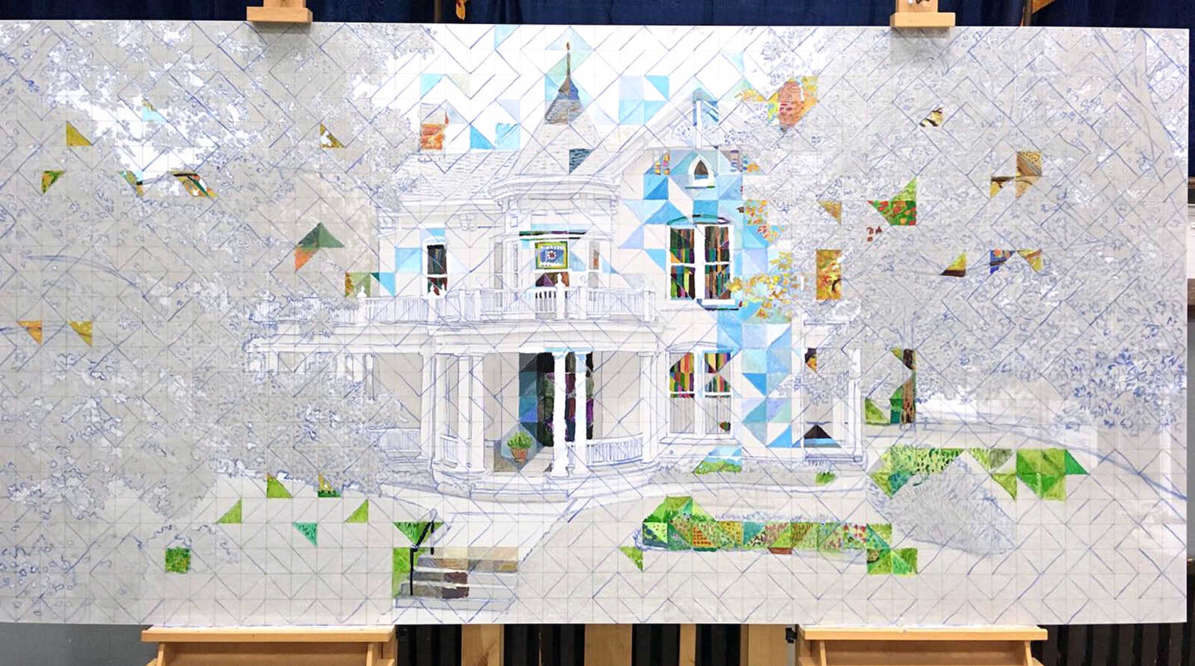 A picture of The Glenn House designed by artist Aaron Horrell contains more than 4,000 triangles for donors to fill with paint. Each triangle generates at least $1 in donations for The Glenn House.