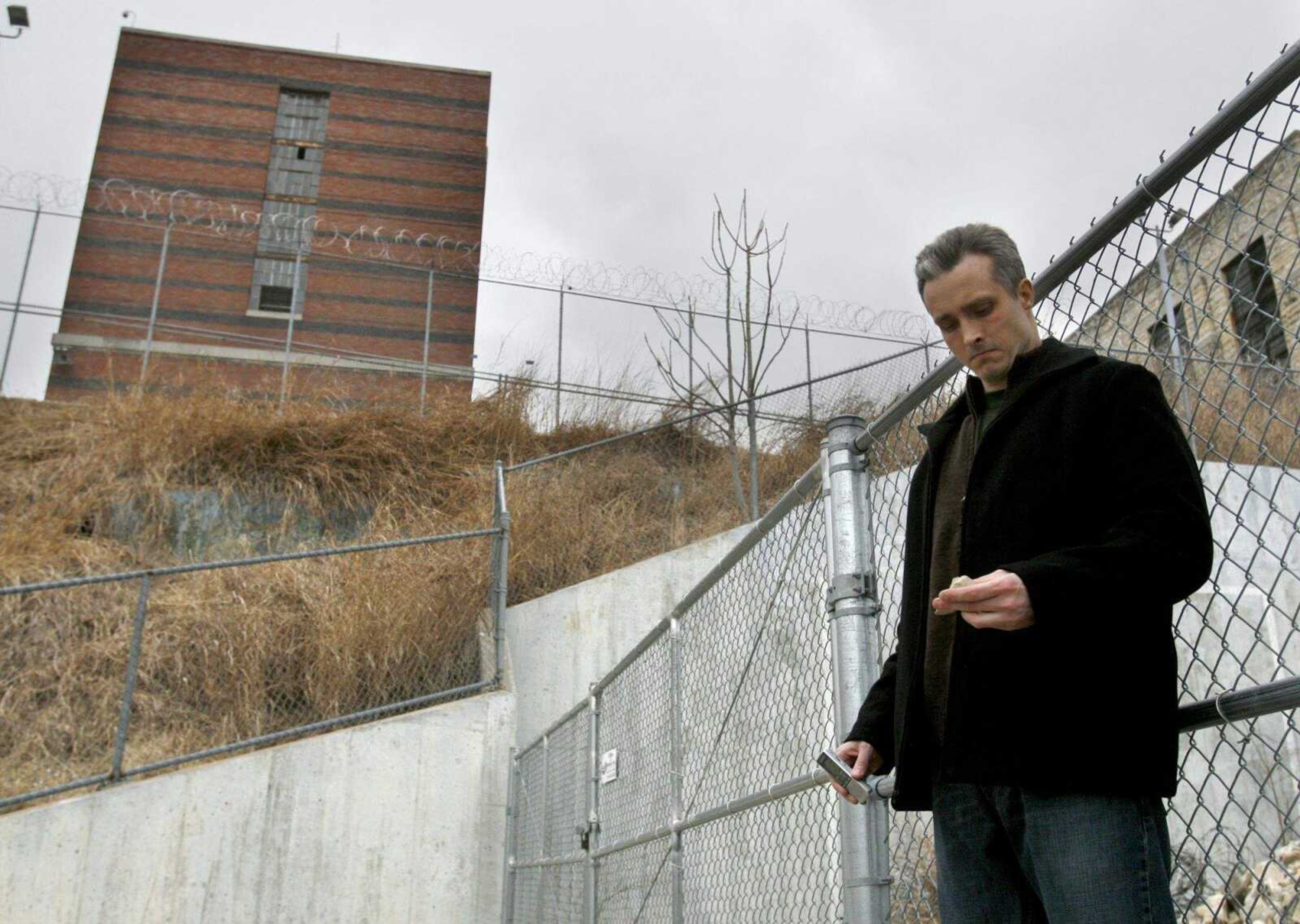 ELIZABETH DODD ~ edodd@semissourian.com
Joshua C. Kezer's second stop after getting out of prison was the "The Walls" or the Old Jefferson City Correctional Center where he was incarcerated for 10 years. While visiting the center Kezer picked up some rocks for souvenirs. "These rocks used to hold me but now I hold them," Kezer said.