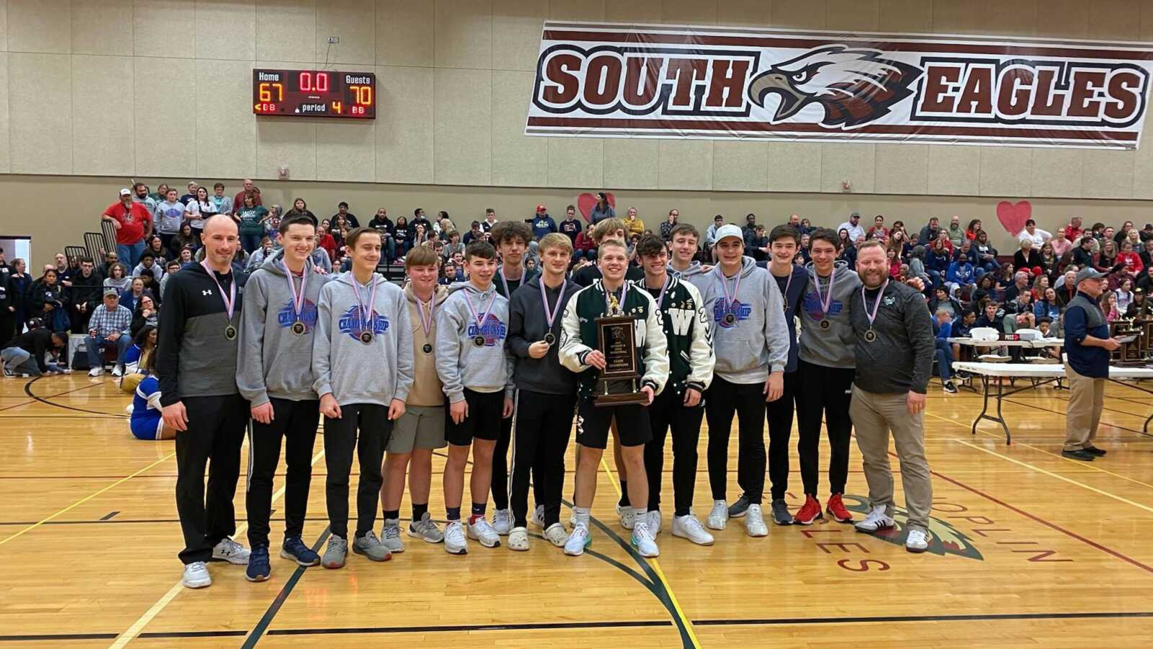 The Westwood Baptist Academy Eagles are state champs once again as they captured a second Missouri Christian School Athletic Association boys basketball crown Saturday with a 64-21 win over Cape's Eagle Ridge Christian.