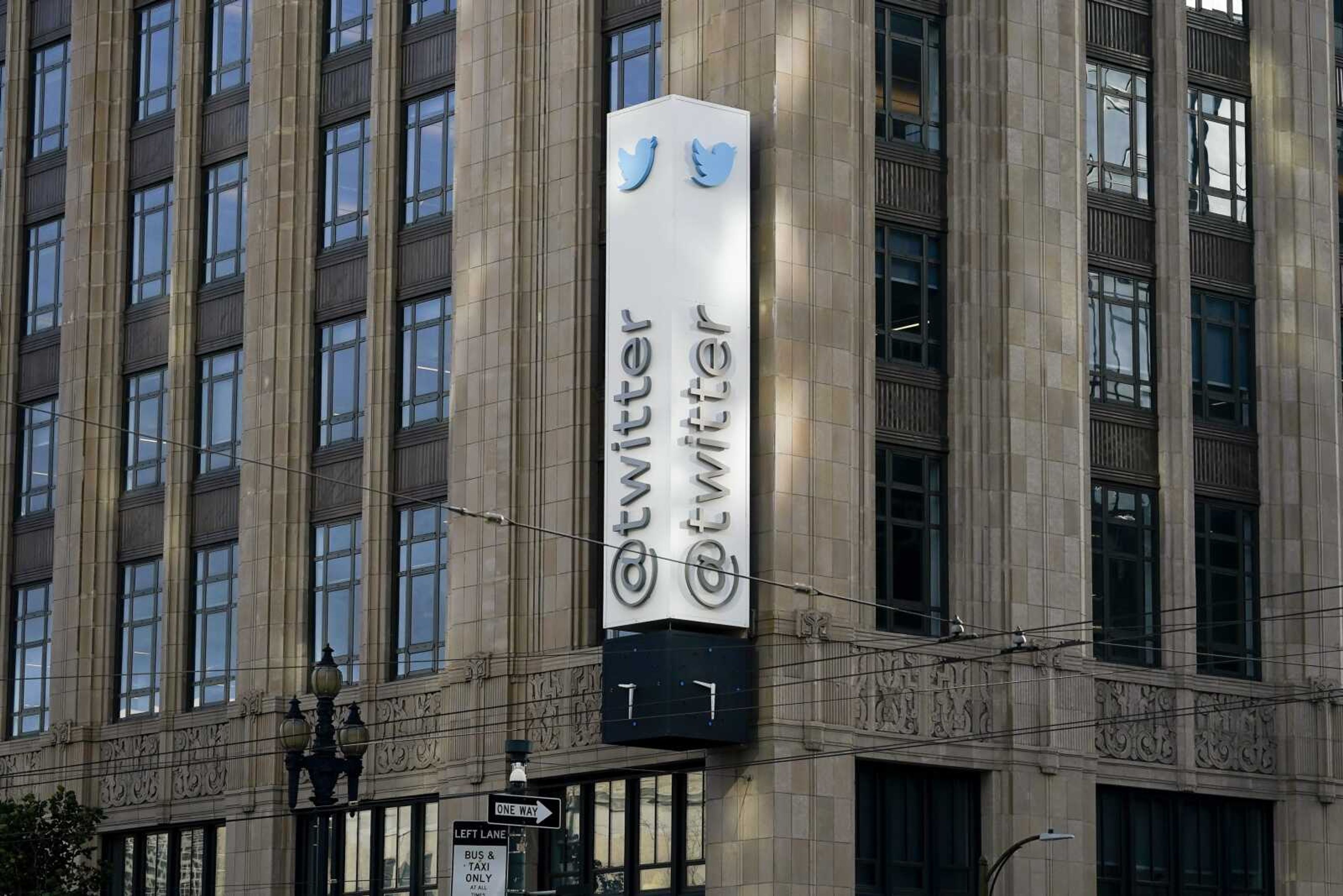 Twitter headquarters Nov. 4 in San Francisco. Twitter said Tuesday, Nov. 8, that it will add a gray "official" label to some high-profile accounts to indicate they are authentic, the latest twist in new owner Elon Musk's chaotic overhaul of the platform's verification system.