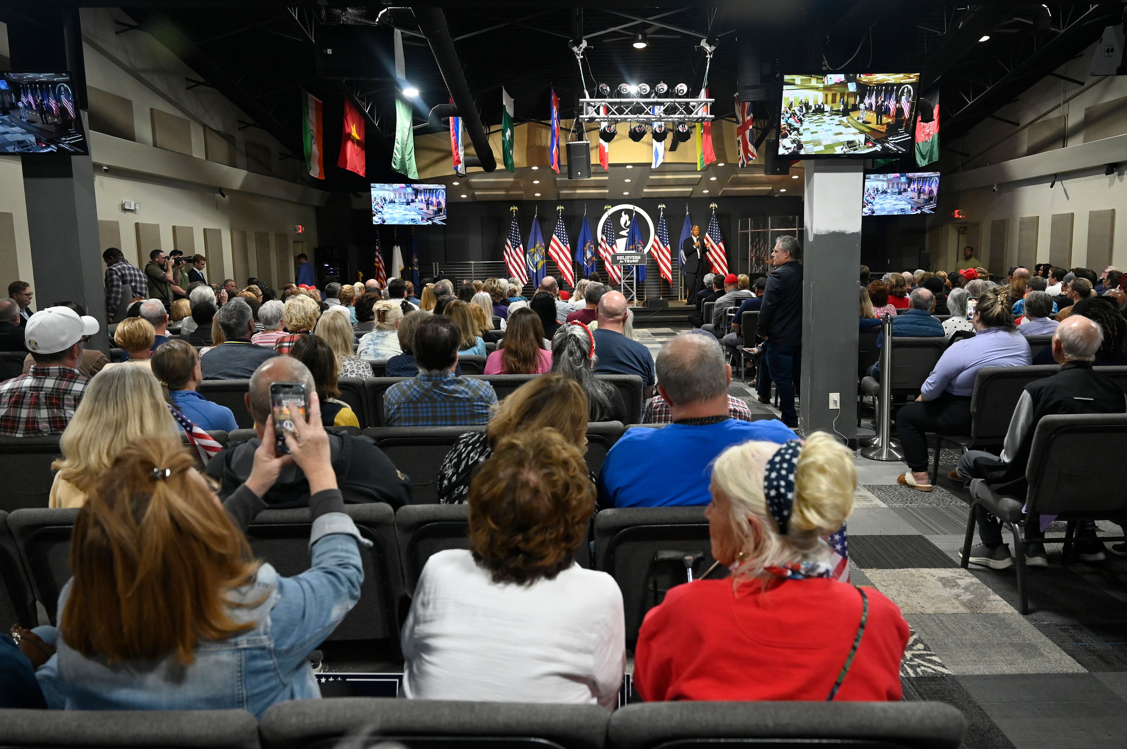 Ben Carson addresses supporters of Republican presidential nominee former President Donald Trump, Saturday, Oct. 5, 2024, in Livonia, Mich. (AP Photo/Jose Juarez)