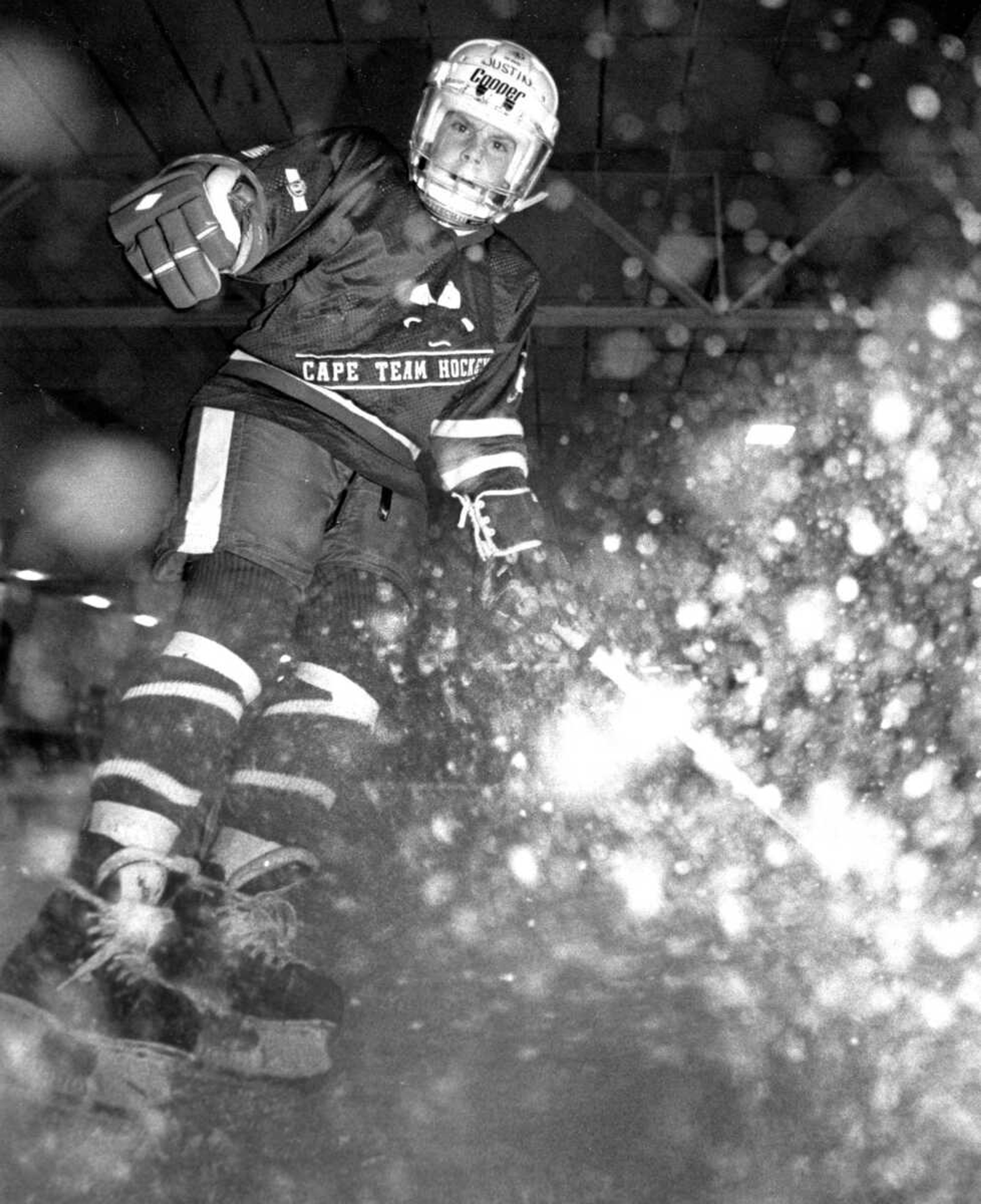 Published Feb. 16, 1992.
Justin Crader, 11, was in his fourth season as a member of the SEMO Youth Hockey Association when this photo was taken. Crader played center or right wing for the squirt level Wildcats. (Southeast Missourian archive)