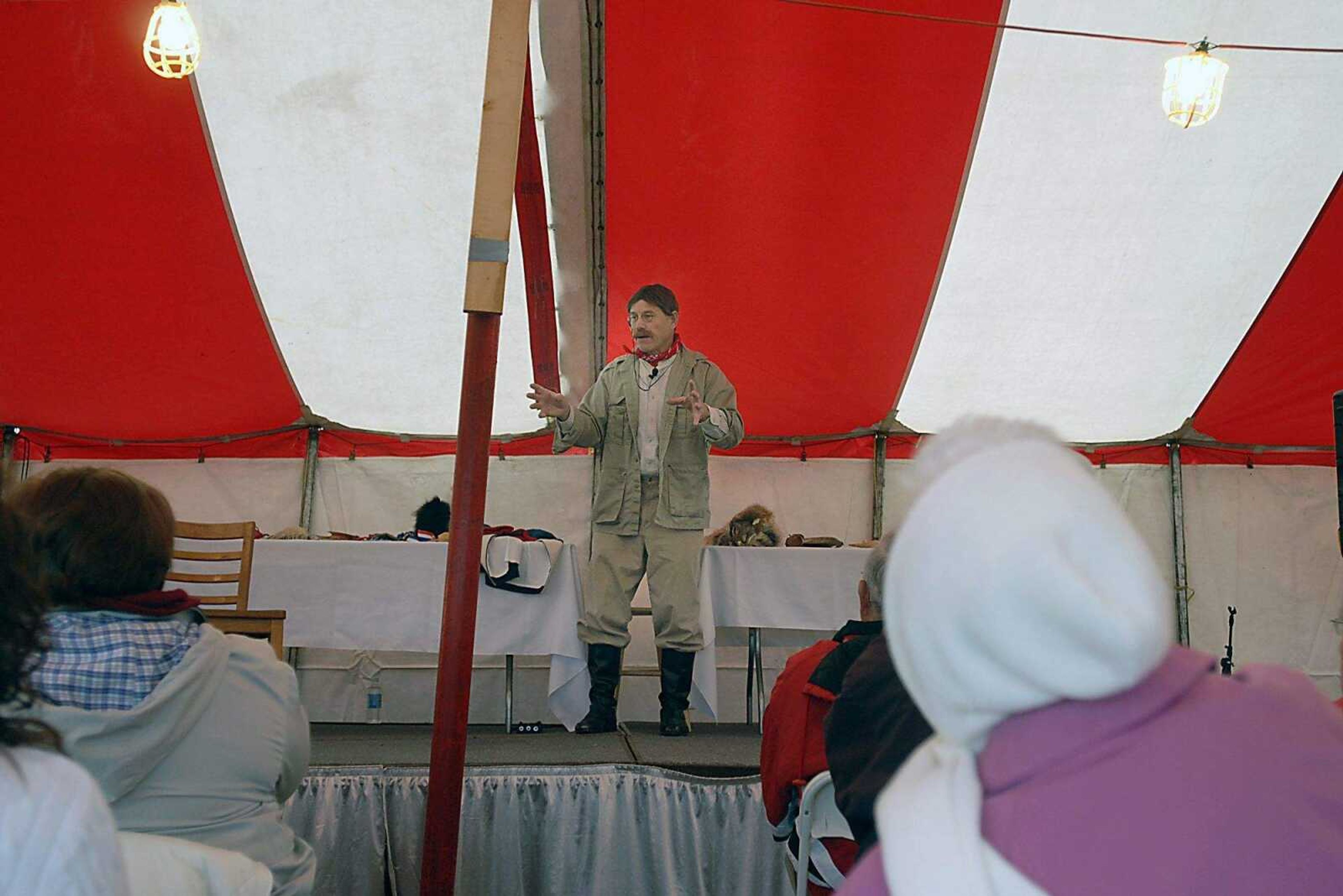 KIT DOYLE ~ kdoyle@semissourian.com
Doug Mishler portrayed President Teddy Roosevelt Friday morning, April 4, 2008, during a Voices of the Past segment ofthe Cape Girardeau Storytelling Festival.