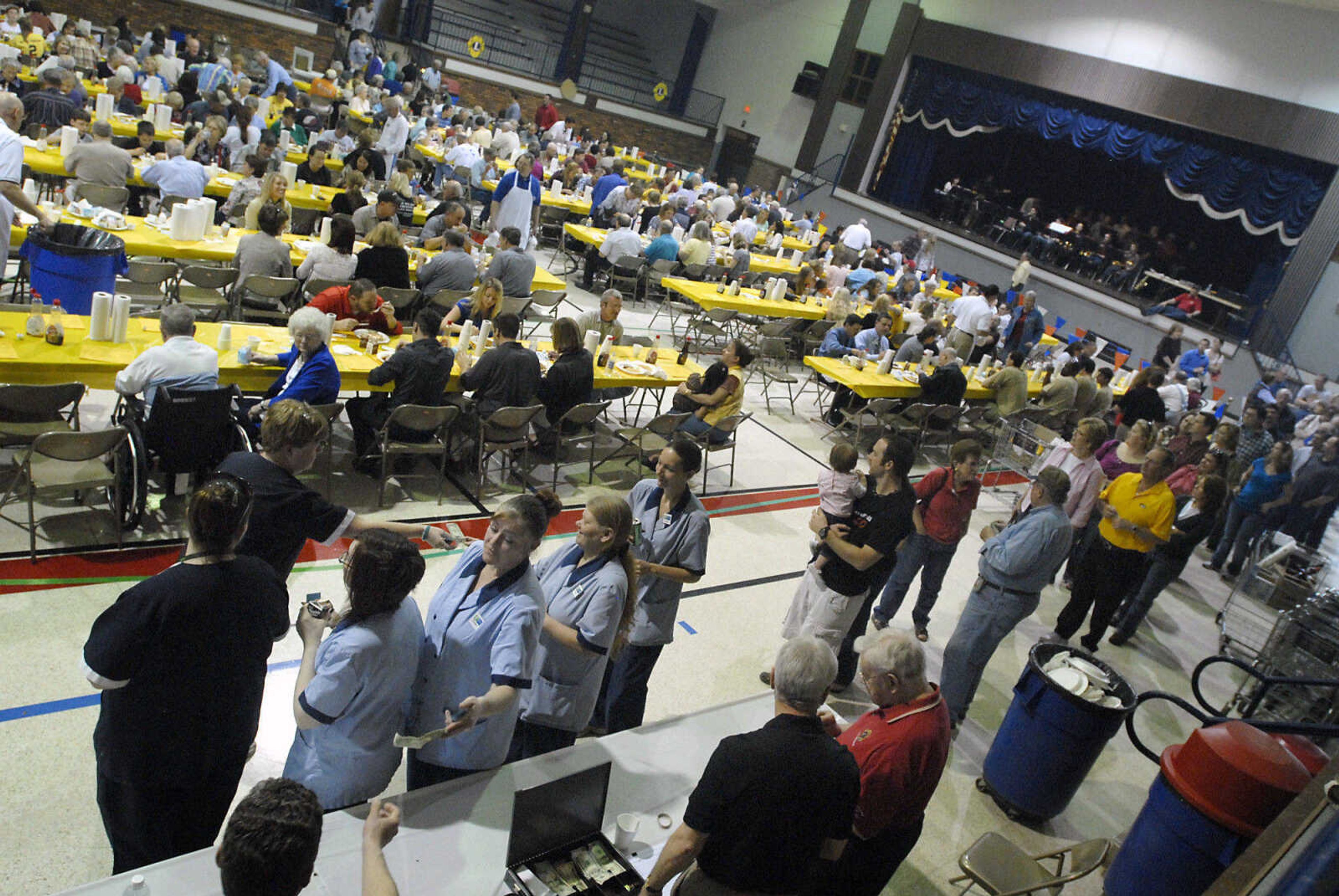 KRISTIN EBERTS ~ keberts@semissourian.com

Hungry customers wait in line during the 73rd annual Pancake Day put on by the Cape Lions Club at the A.C. Brase Arena on Wednesday, March 23, 2011, in Cape Girardeau. More than 10,000 pancakes and 700 pounds of sausage were served.