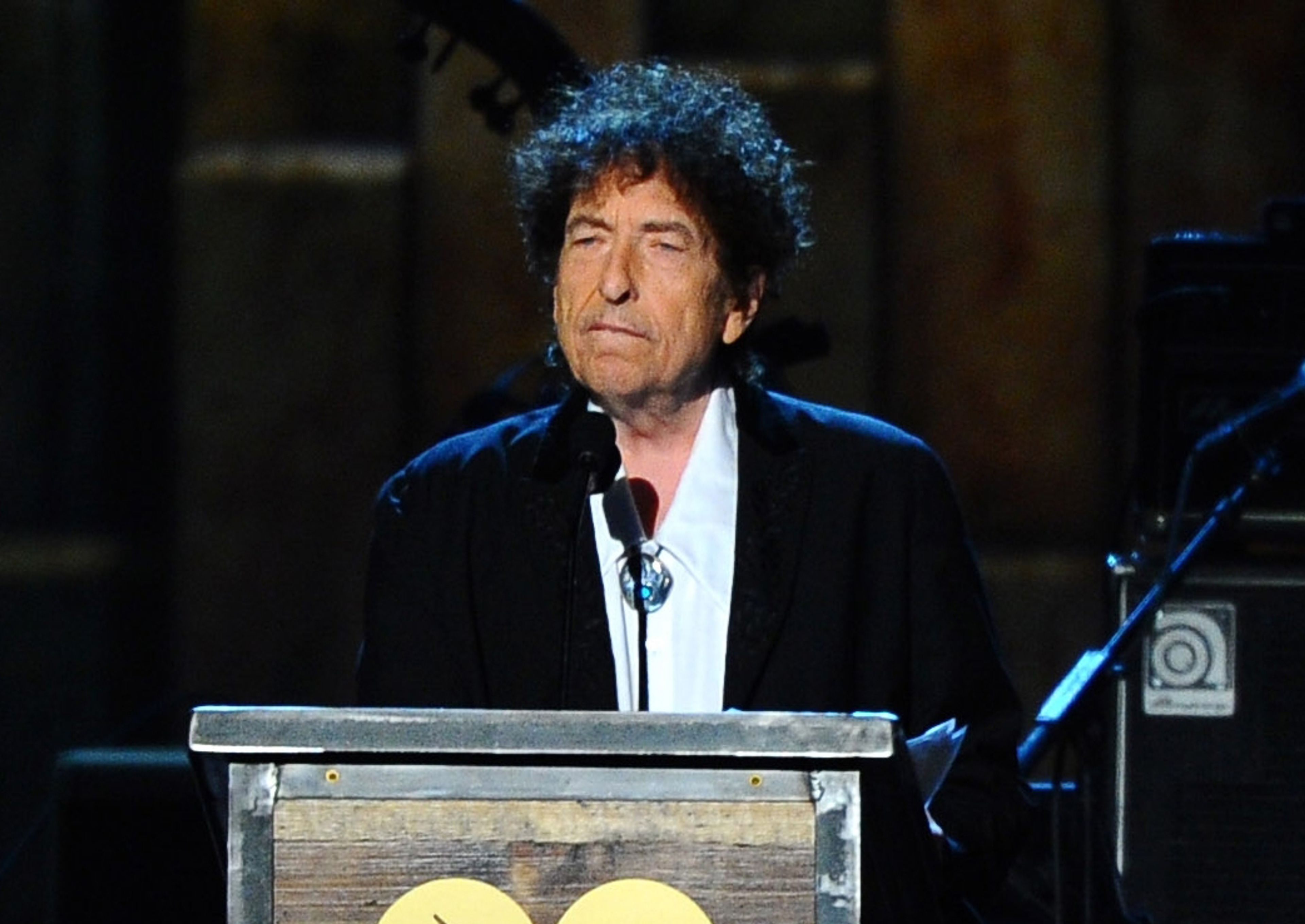 In this Feb. 6, 2015 file photo, Bob Dylan accepts the 2015 MusiCares Person of the Year award at the 2015 MusiCares Person of the Year show in Los Angeles. Dylan, the winner of this year’s Nobel Prize in literature declined the invitation to the Dec. 10 2016 prize ceremony and banquet, pleading other commitments. But the Nobel Foundation said Monday that Dylan has written a “speech of thanks” that will be read by a yet-to-be-decided person at the lavish banquet in Stockholm’s City Hall. 