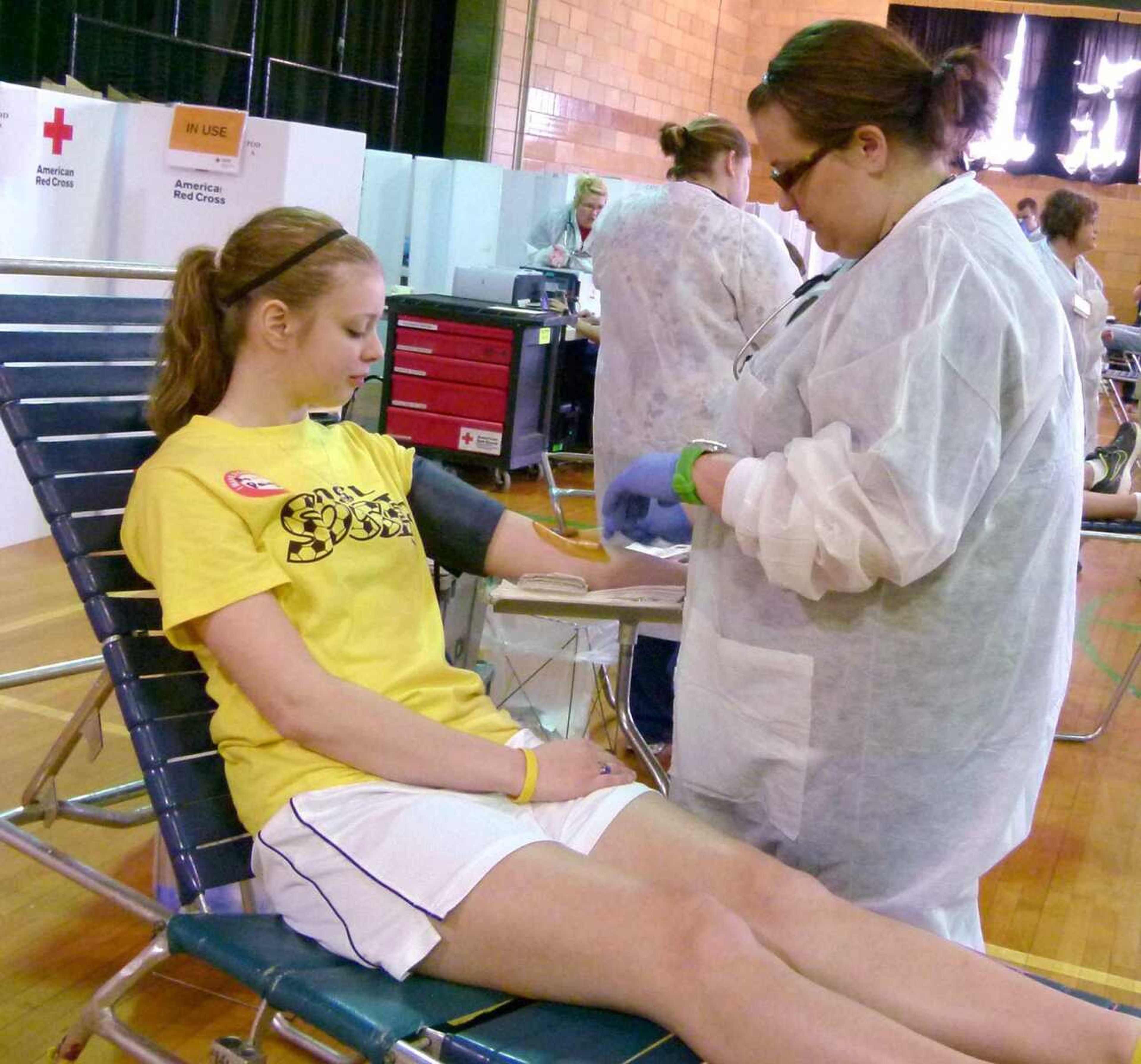 Paige Craft, a Perryville student, donates blood at a high school drive earlier this fall. (Submitted photo)