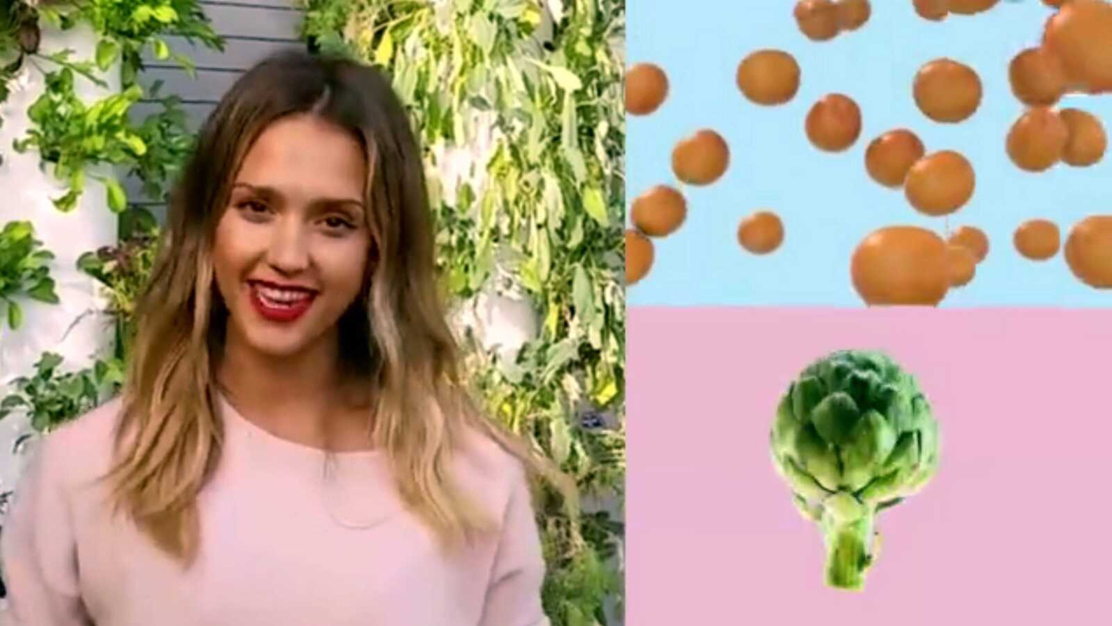 In this image from video provided by the Partnership for a Healthier America, actress Jessica Alba is featured in the organization's "FNV" ad campaign. The celebrity-studded campaign was launhed recently with the goal of marketing fruits and vegetables as popular packaged snacks are marketed. "FNV" is intended to be a catchier way to refer to "fruits and vegetables." (Partership for a Healthier America ~ Associated Press)