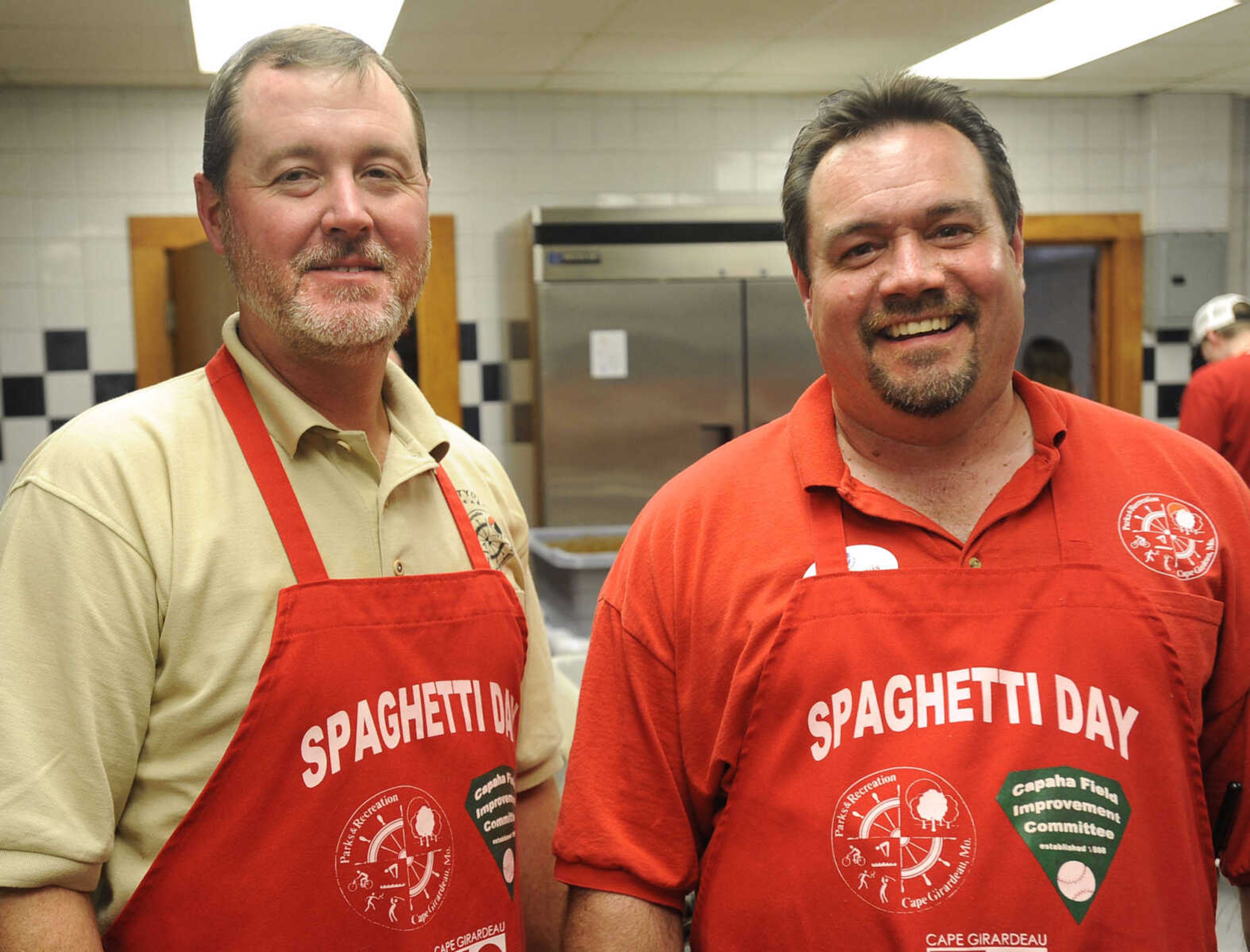 Jack Hamm, left, and Brock Davis pose at the Parks & Recreation Foundation Spaghetti Day Wednesday, Nov. 13, 2013 at the Arena Building.