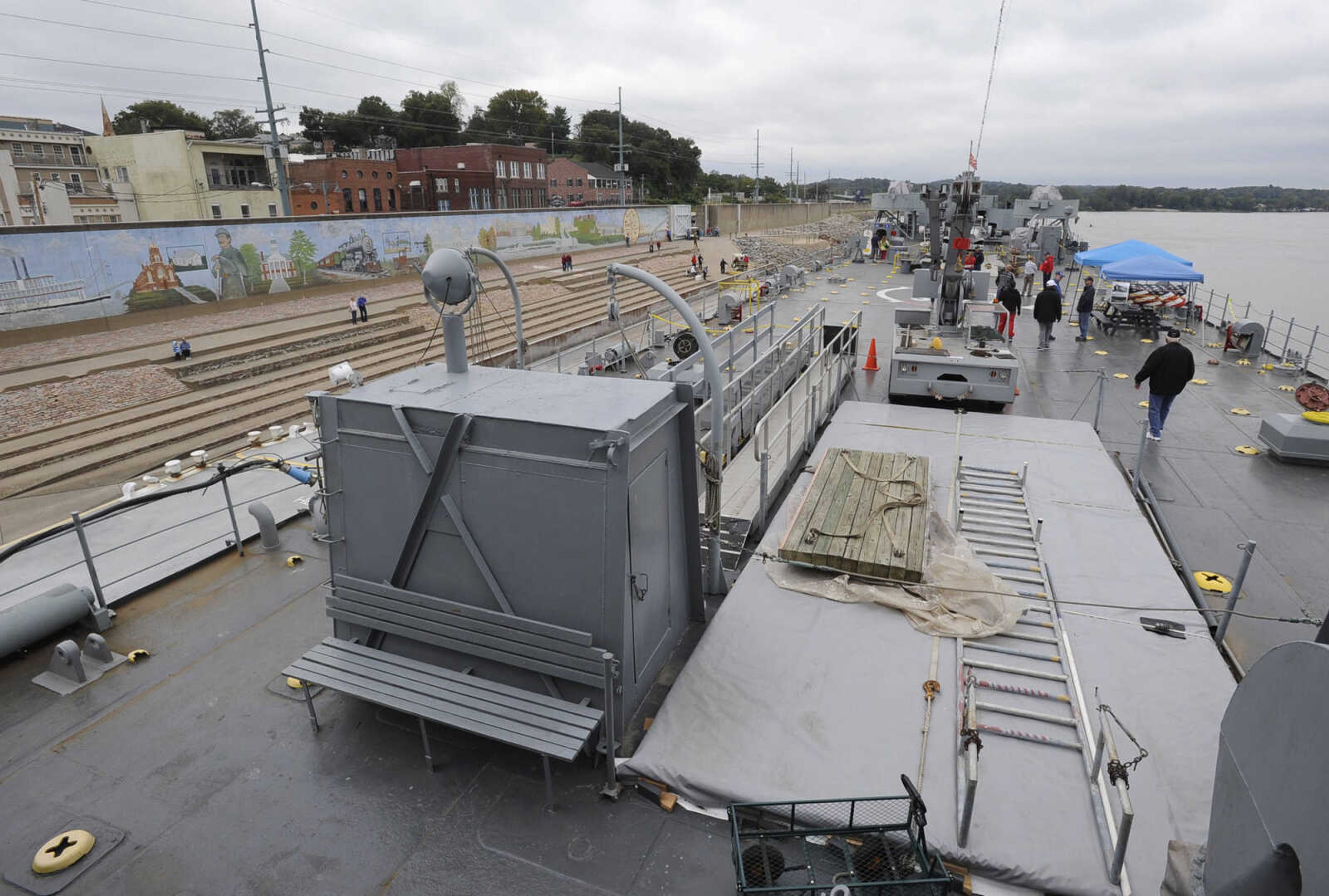 The USS LST 325 is docked Thursday, Sept. 29, 2016 at Riverfront Park in Cape Girardeau.