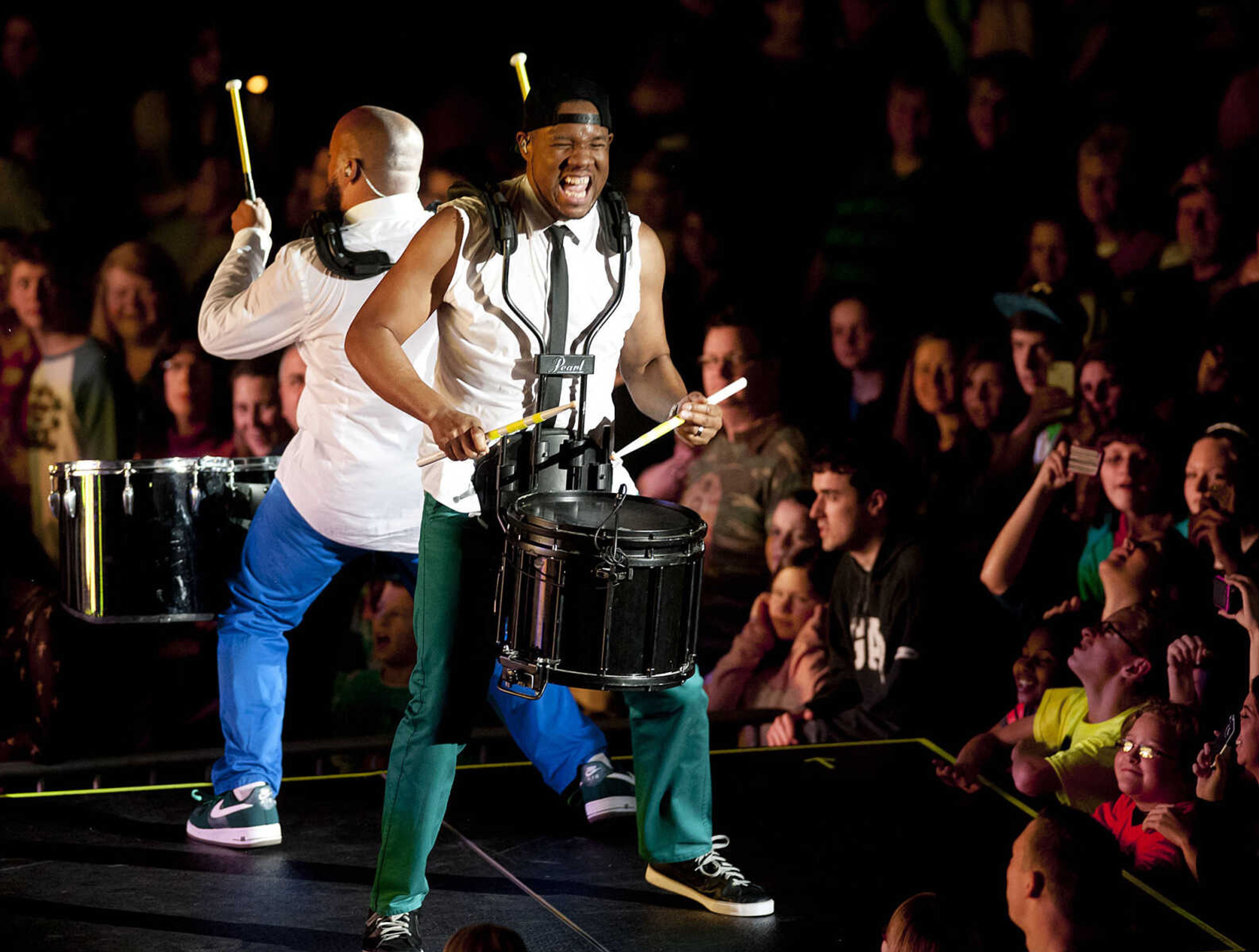 Memebrs of TobyMac's band DiverseCity perform as part of the Hits Deep Tour Friday, Dec. 13, at the Show Me Center in Cape Girardeau. The Christian rapper, whose given name is Toby McKeehan, has sold 11 million  albums and won six Grammy awards in his career.