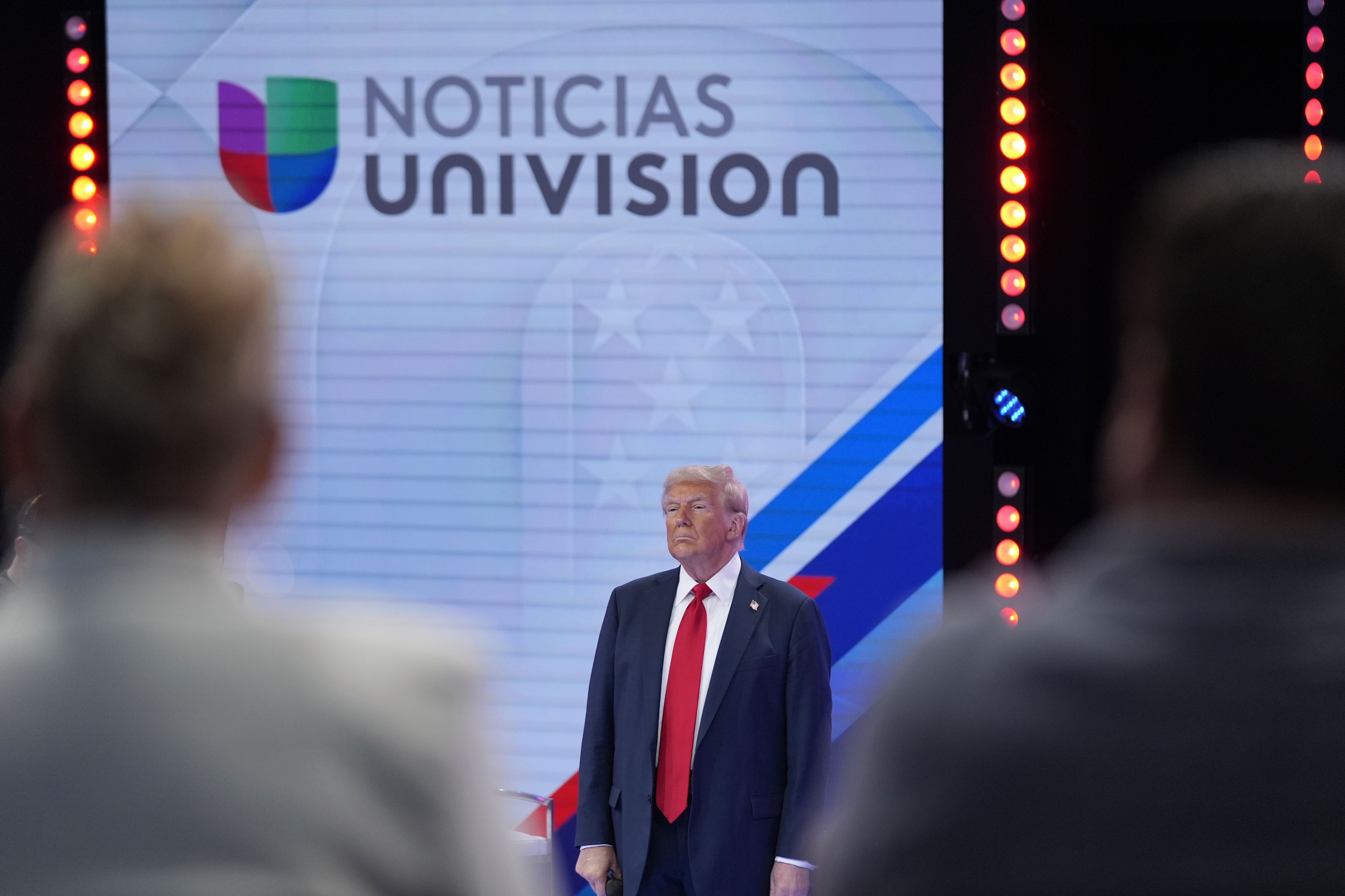 Republican presidential nominee former President Donald Trump listens during a Univision town hall, Wednesday, Oct. 16, 2024, in Doral, Fla. (AP Photo/Alex Brandon)