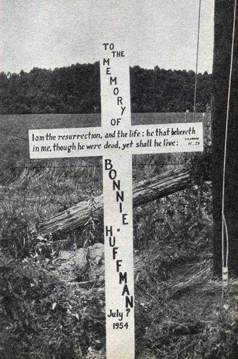 Southeast Missourian file
One year after Bonnie Huffman's body was found, a cross was anonymously placed at the location.