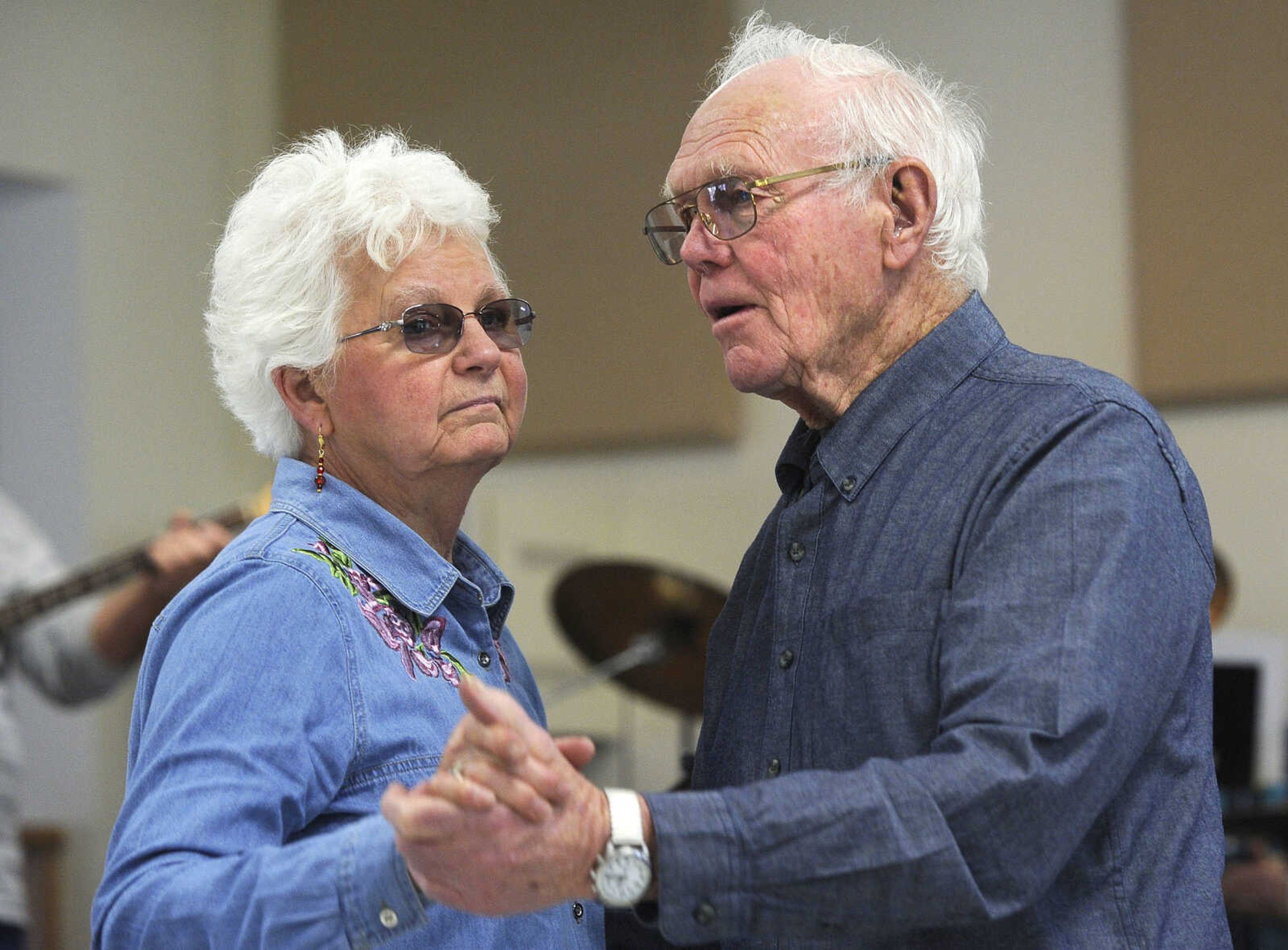 FRED LYNCH ~ flynch@semissourian.com
June Vinson and Barney Schlichting share a dance Wednesday, Jan. 24, 2018 at the Jackson Senior Center in Jackson.