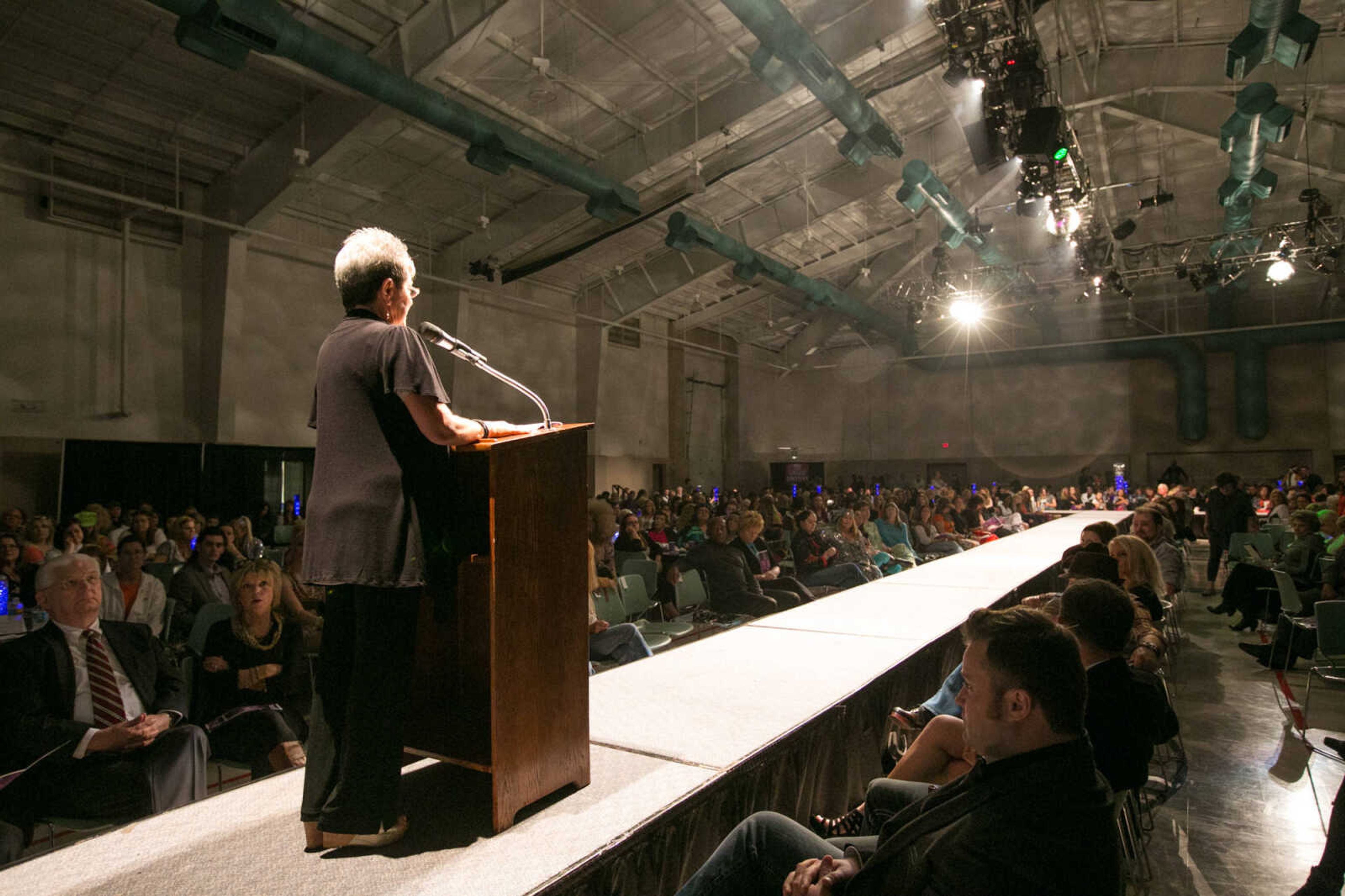 GLENN LANDBERG ~ glandberg@semissourian.com


Sharon Carlquist delivers a personal speech to the crowd during the VintageNOW fashion show at the Osage Centre on Saturday, October 24, 2015. Proceeds benefited the Safe House for Women.