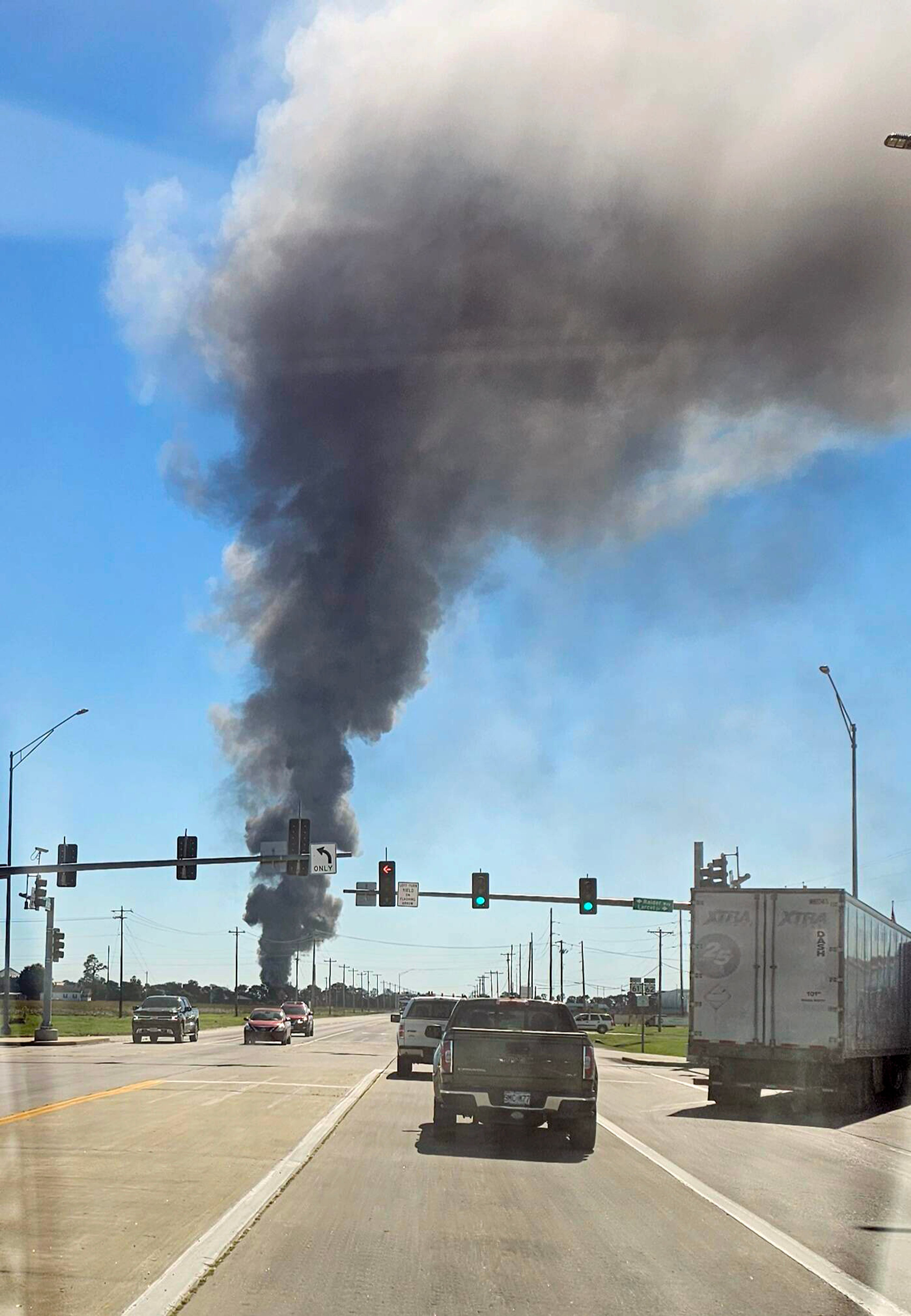 Democrat
Smoke is seen from a warehouse fire on U.S. 61 on Thursday, Oct. 3, south of Sikeston in New Madrid County.