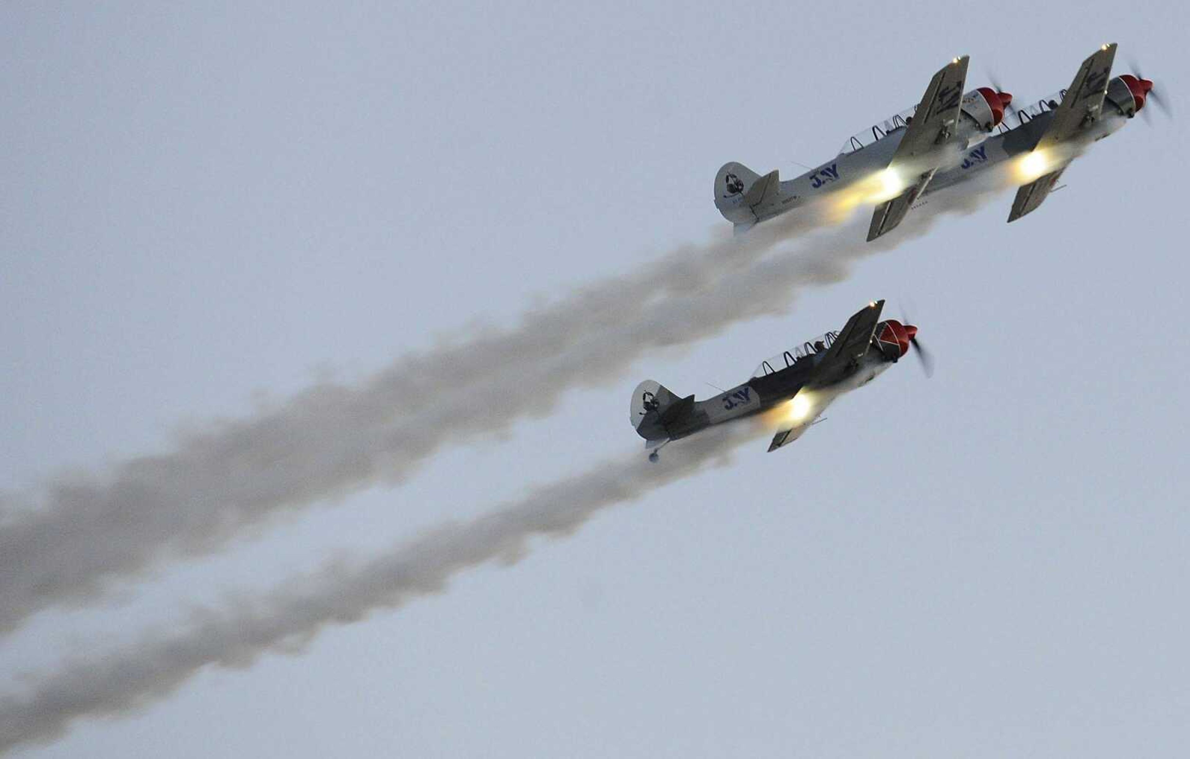 (Adam Vogler) (The Aerostars Aerobatics Team perform at the 2013 Cape Girardeau Regional Air Festival on June 28 at the Cape Girardeau Regional Airport. This year's festival was canceled after the headliner -- the Canadian Snowbirds -- pulled out because of budget cuts.)