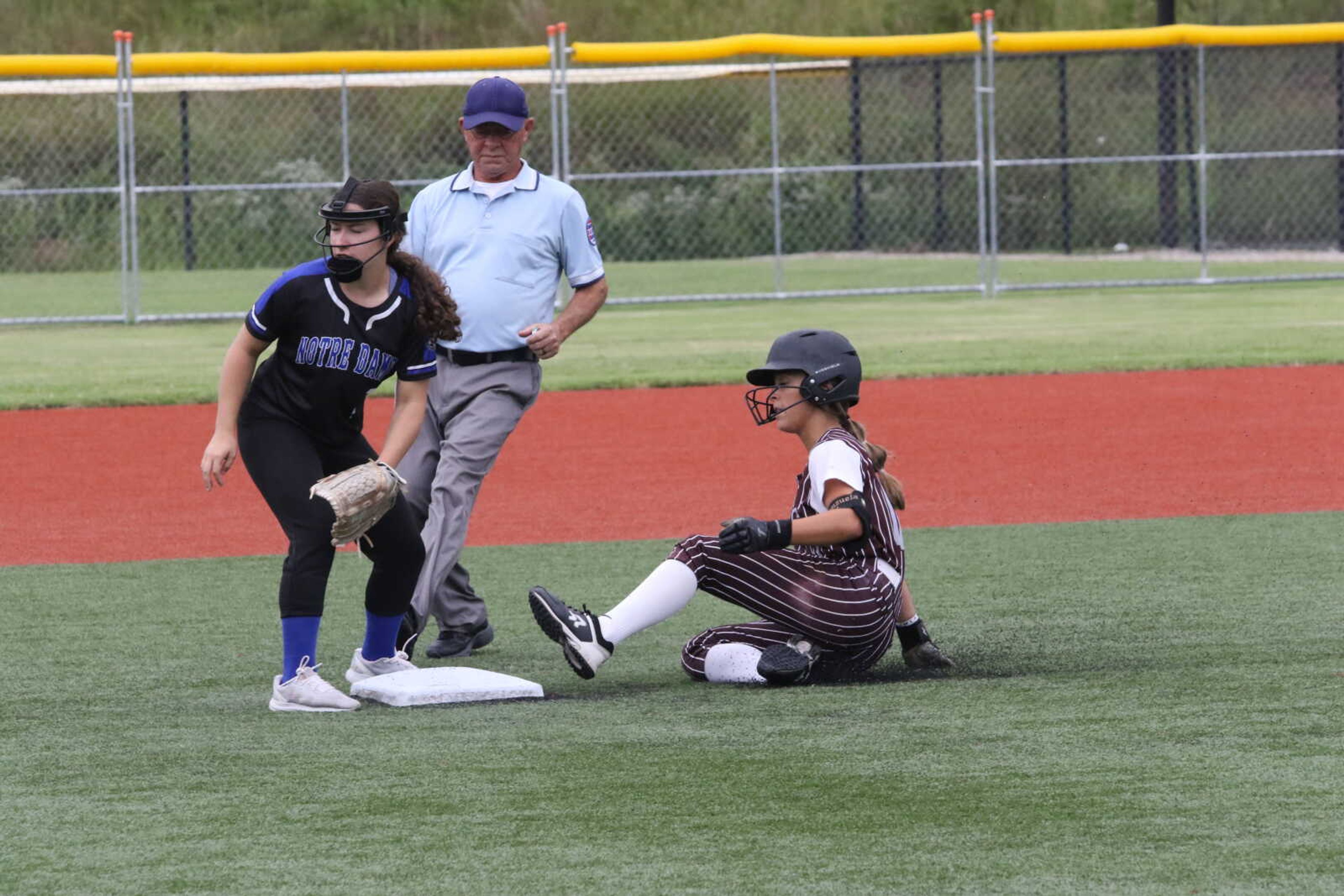 Poplar Bluff�s Addy Valenzuela slides in safe at second base after connecting with a double to left field during Tuesday�s matchup against the Norte Dame Lady Bulldogs.