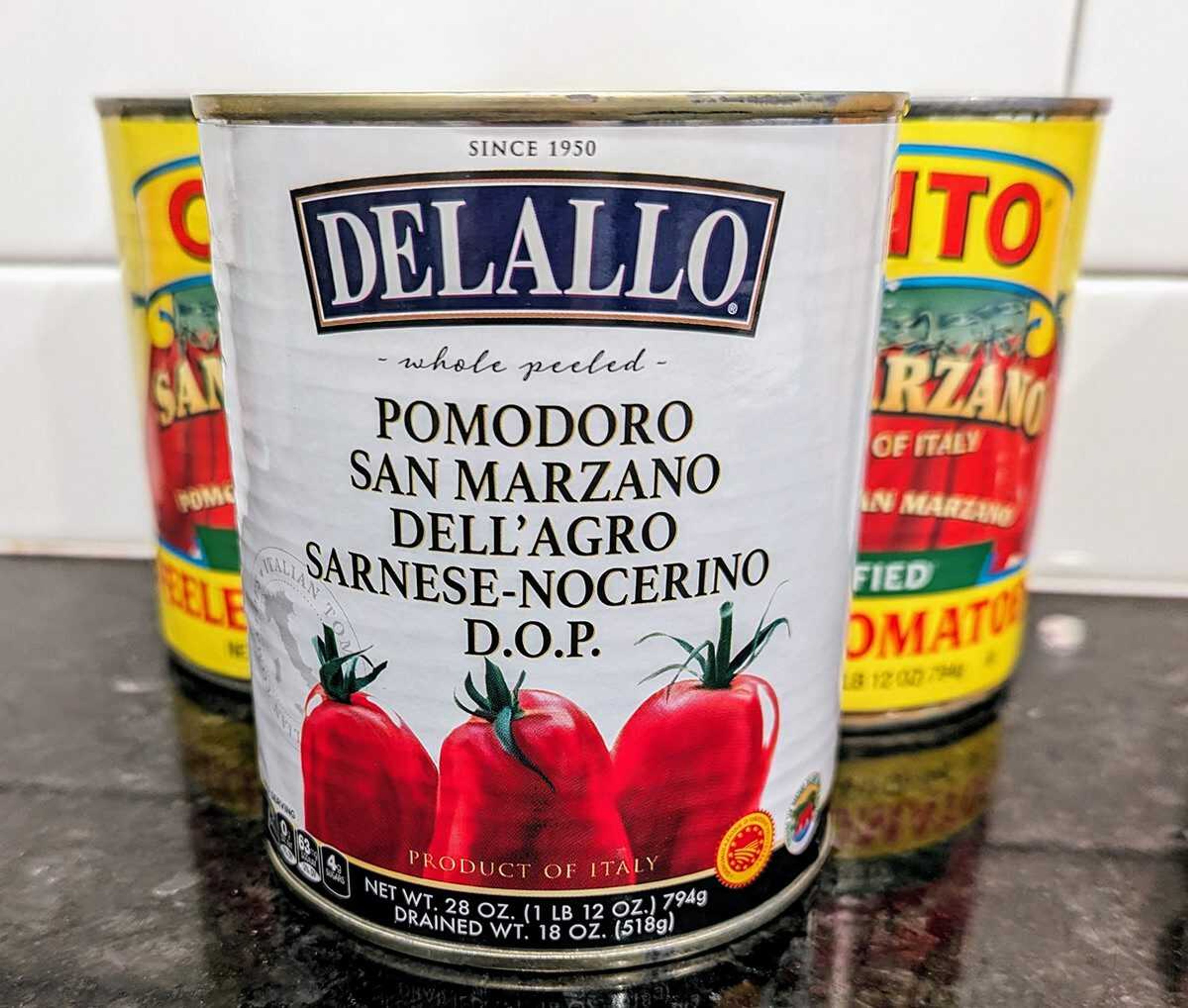 A number of brands of San Marzano tomatoes are available, but only those carrying the D.O.P. seal are genuine.