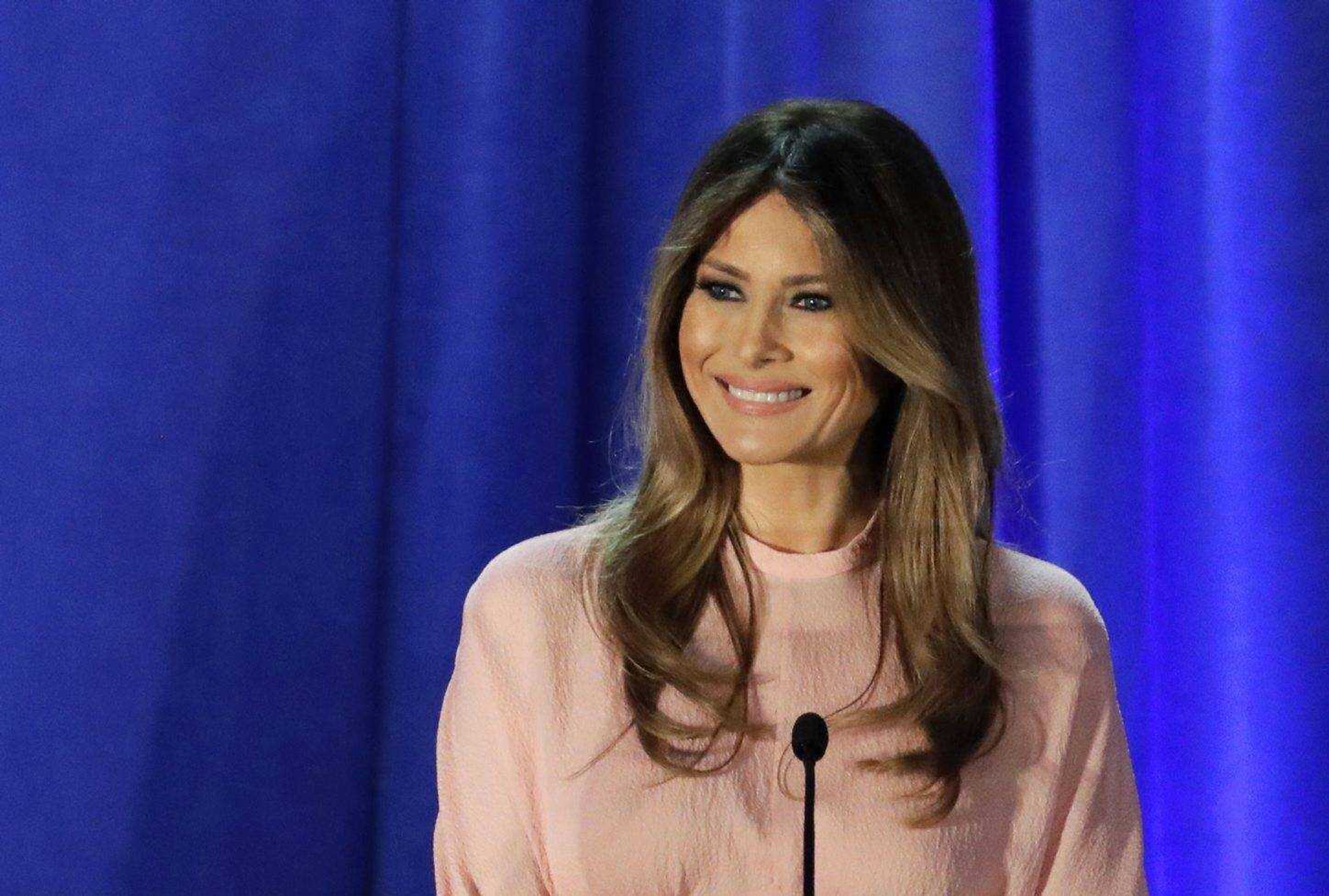 Melania Trump, wife of then-Republican presidential candidate Donald Trump, speaks Nov. 3 in Berwyn, Pennsylvania.