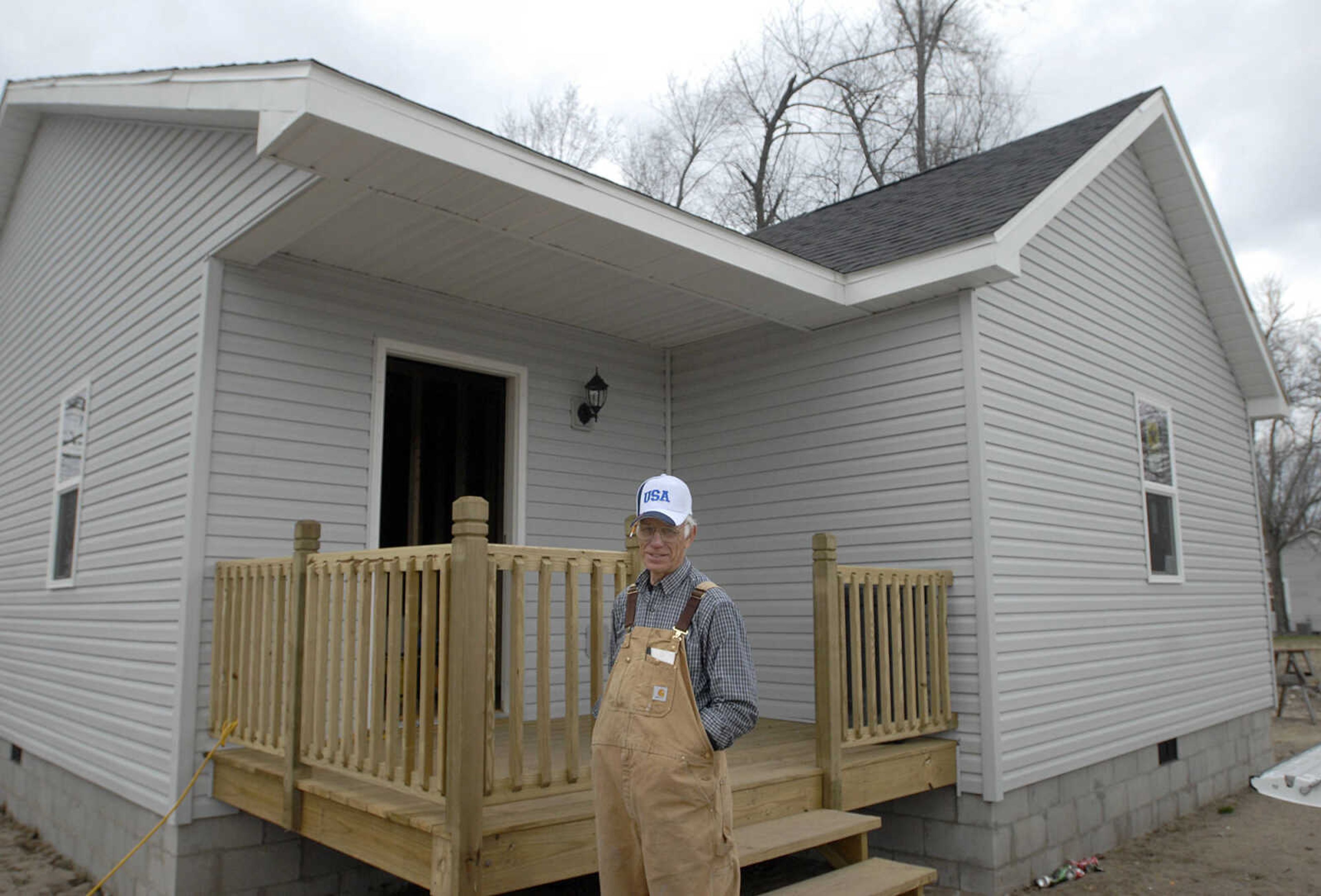 Ervin Belcher outside a new home he is building in Morley, Mo. Friday, February 24, 2012. (Laura Simon)