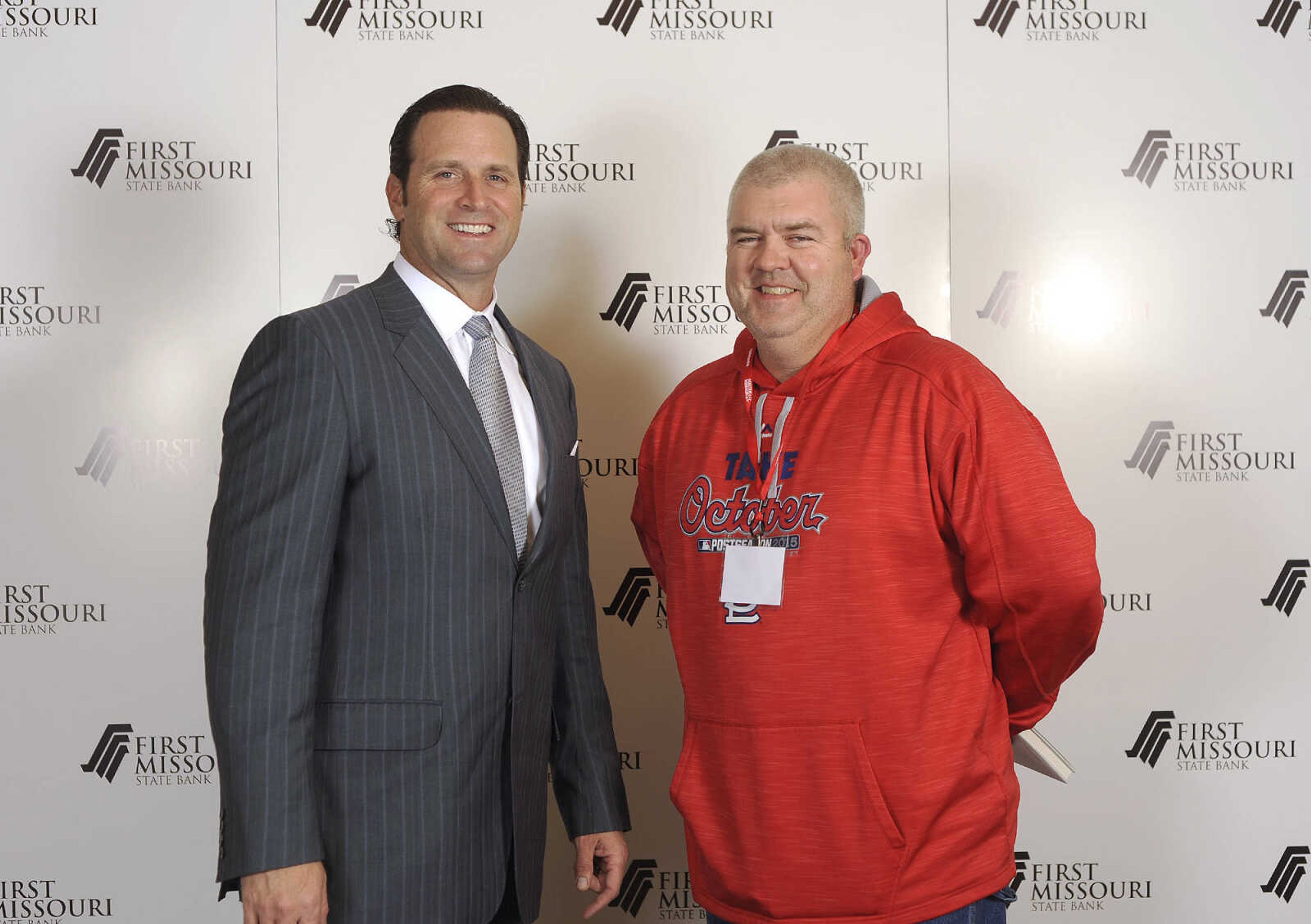 LAURA SIMON ~ lsimon@semissourian.com

Mike Matheny, manager of the St. Louis Cardinals, poses with fans during a VIP reception, Wednesday, Dec. 2, 2015, at Southeast Missouri State University's River Campus. "The State of Cardinals Nation" was presented by First Missouri State Bank.