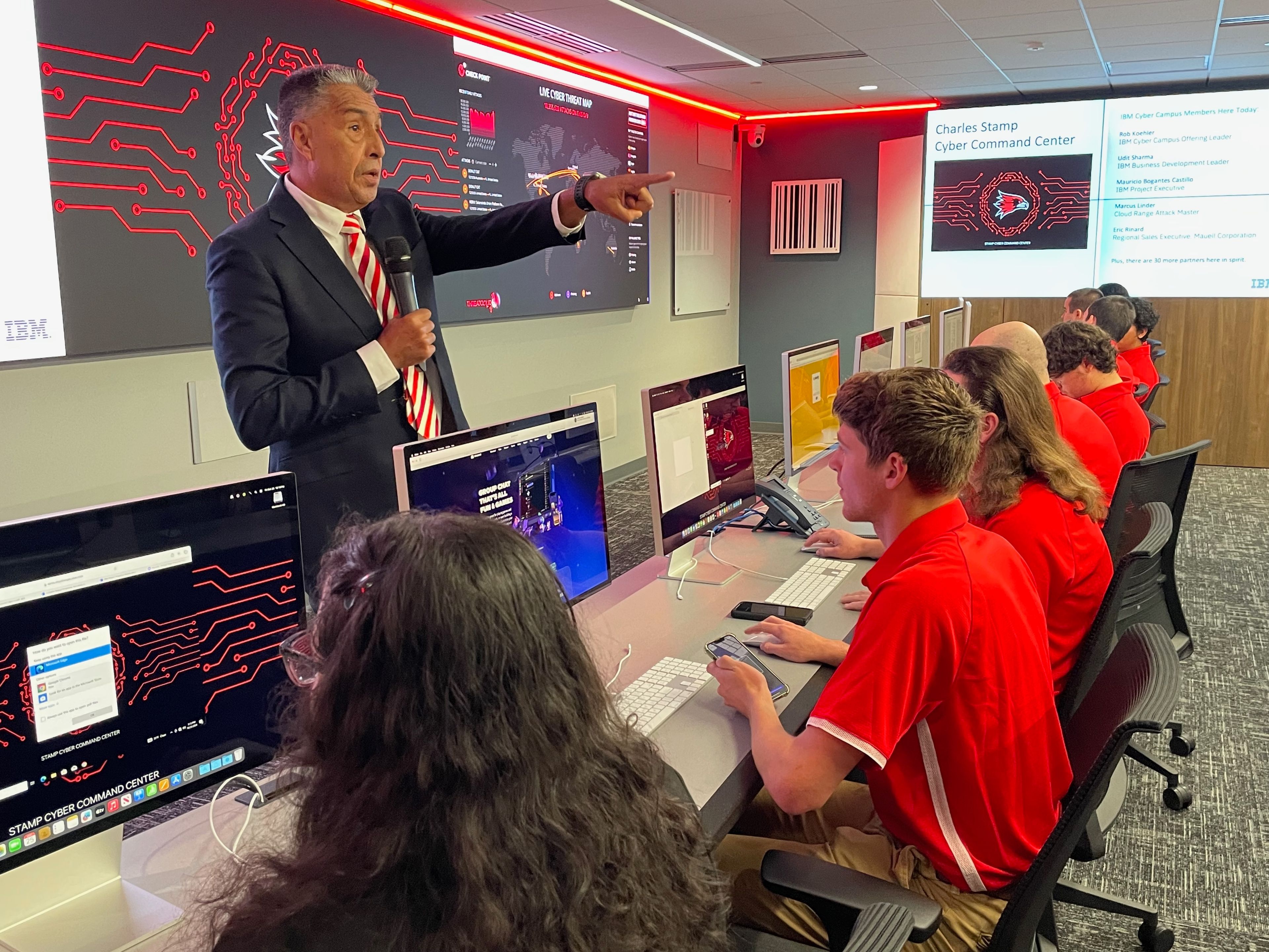 Dr. Mario Garcia, director of Institute of Cybersecurity and professor of computer science at Southeast Missouri State University, talks about the support provided by IBM to establish the first cyber command center of its kind west of the Mississippi at Southeast Missouri State University.