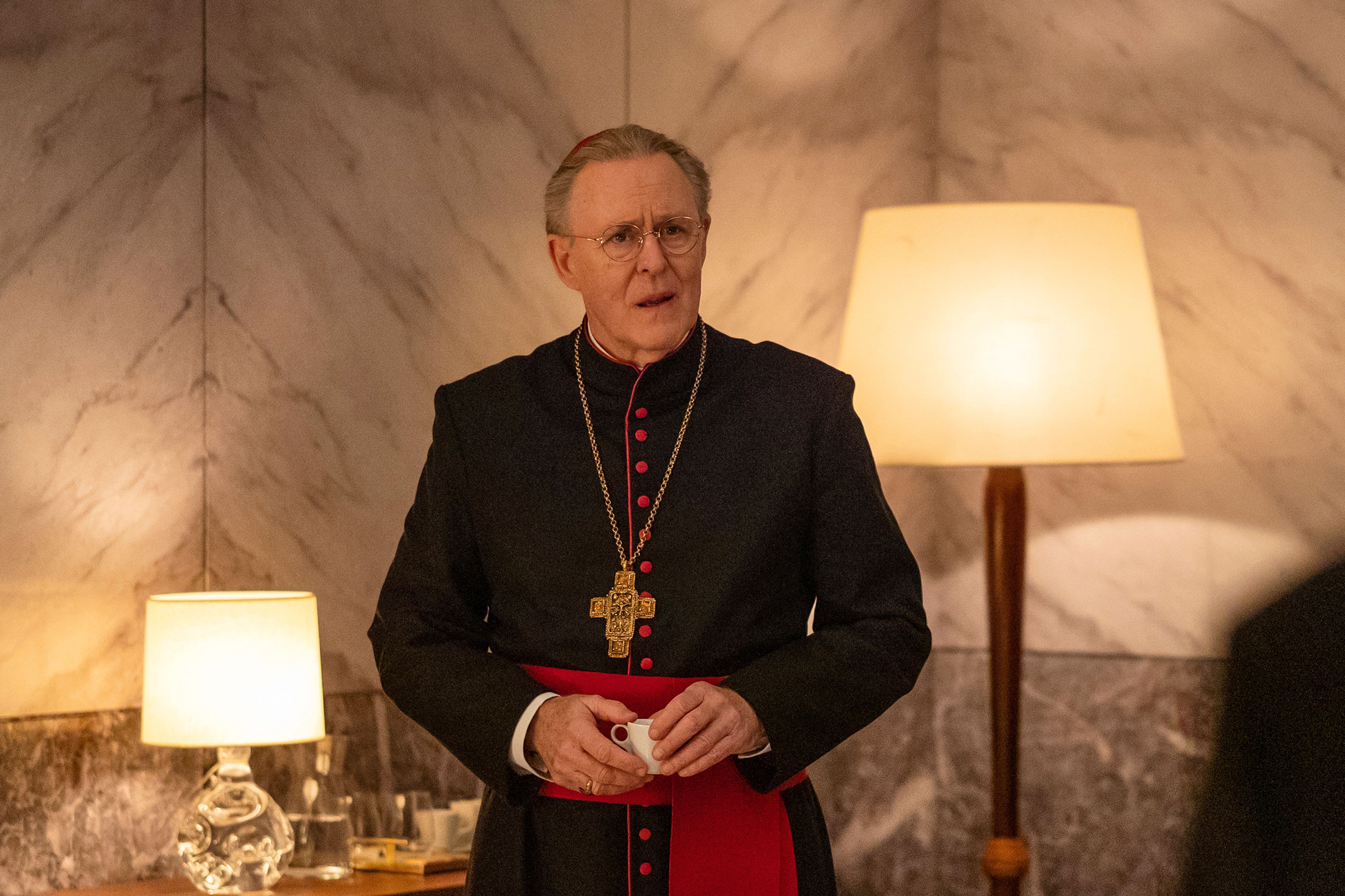 This image released by Focus Features shows John Lithgow in a scene from "Conclave." (Philippe Antonello/Focus Features via AP)