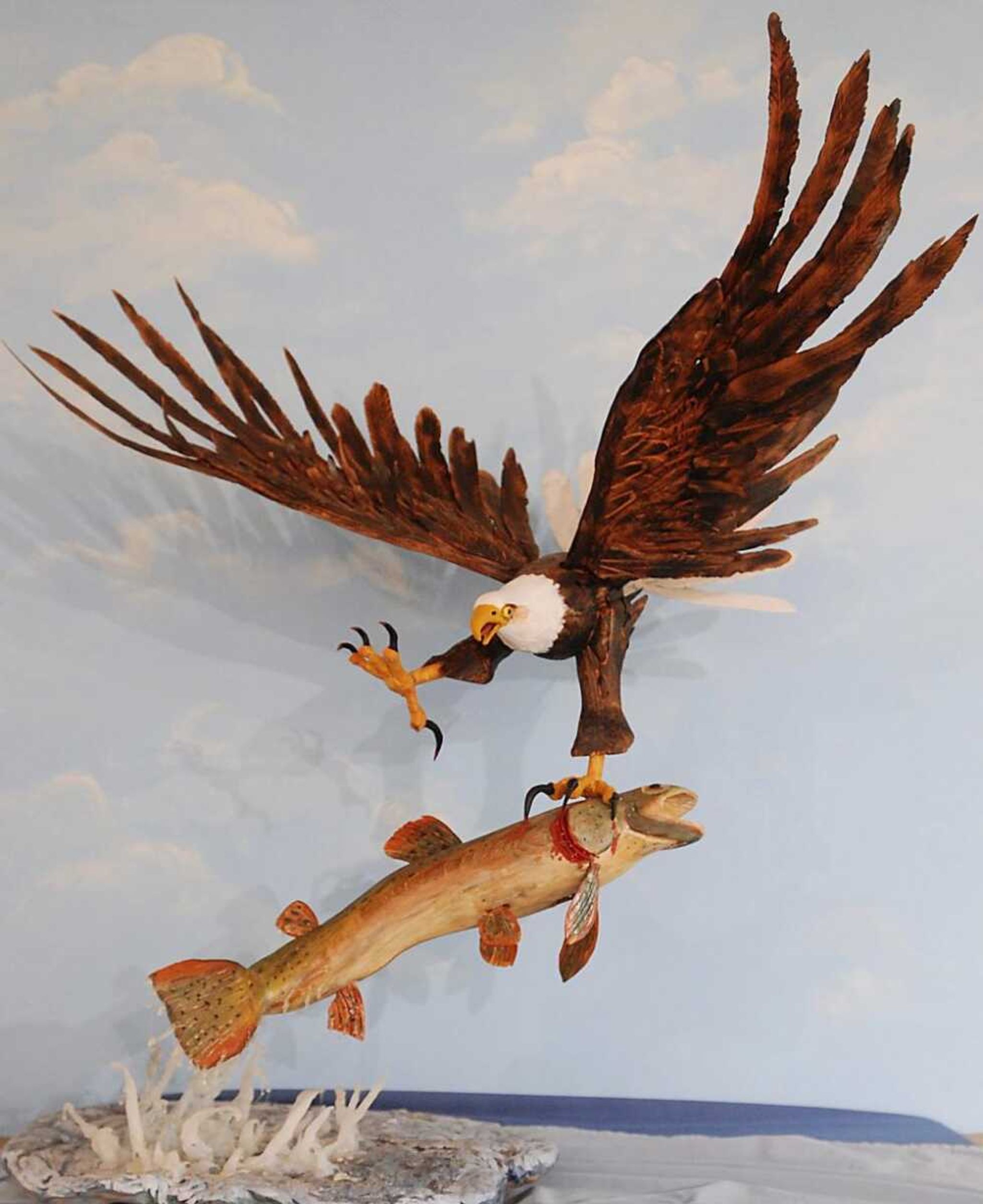 "Big Fish - Will He Hold It?" by Louie Lawrence of Jackson, Mo. on display at the Arts Council.