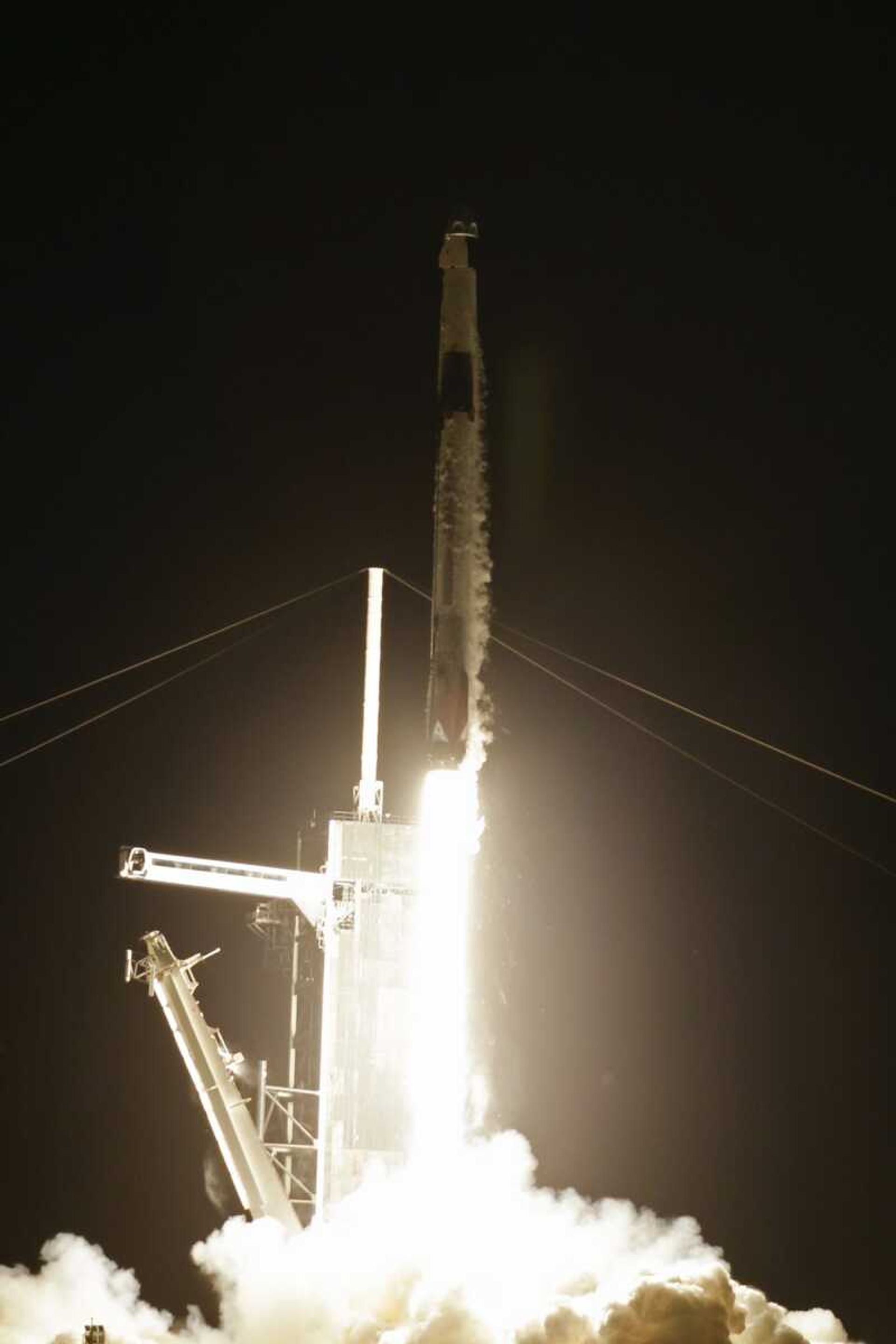 A SpaceX Falcon 9 lifts off Wednesday with four private citizens from pad 39A at the Kennedy Space Center in Cape Canaveral, Florida.