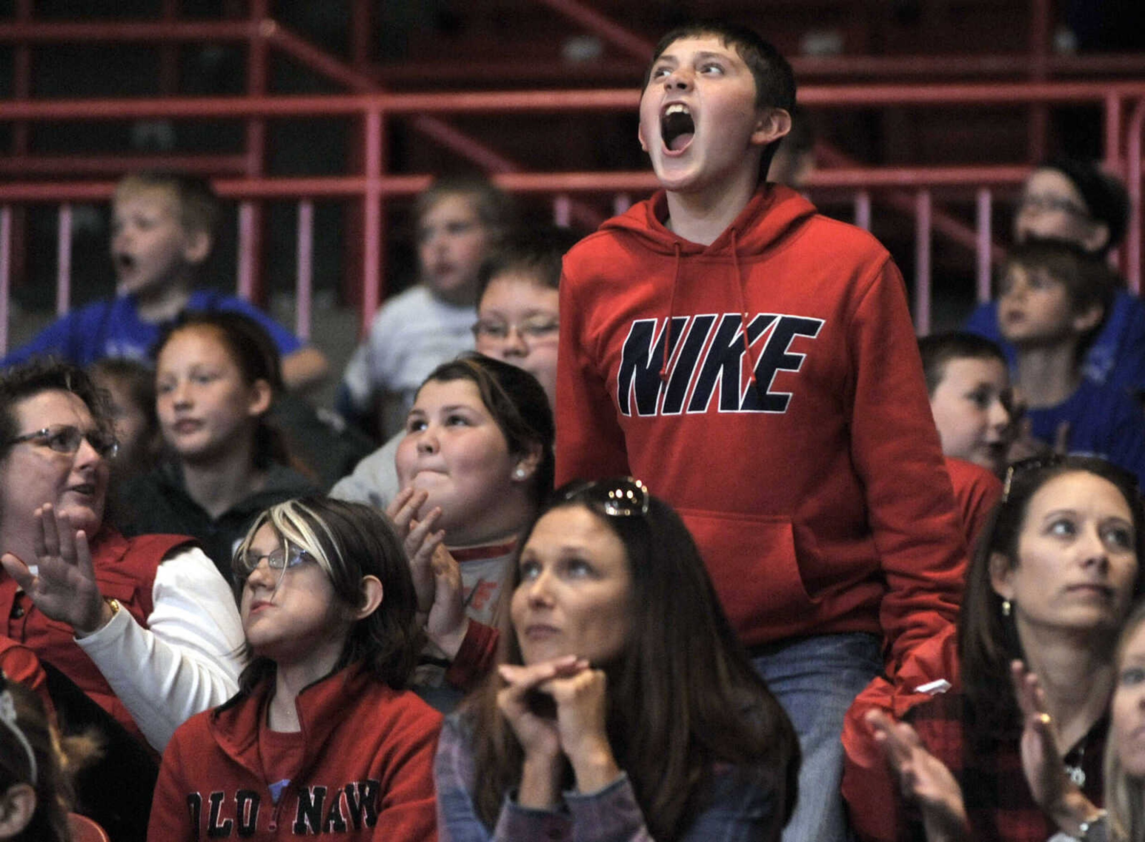 FRED LYNCH ~ flynch@semissourian.com
Students from area schools attend the Classroom on the Court at the Southeast Missouri State-Western Illinois women's basketball game Wednesday, Nov. 16, 2016 at the Show Me Center.