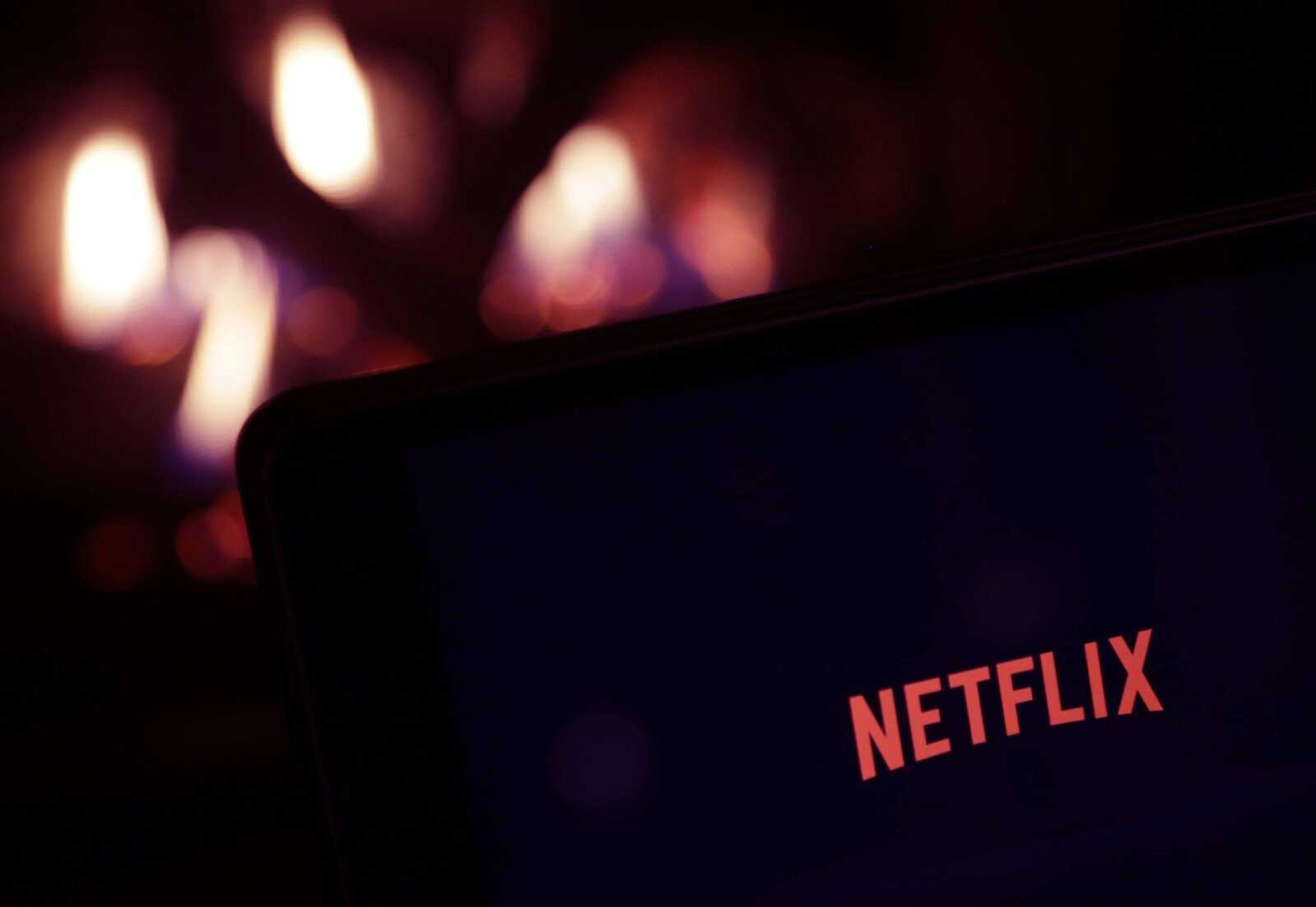 Netflix's logo is shown on a tablet in North Andover, Massachusetts.