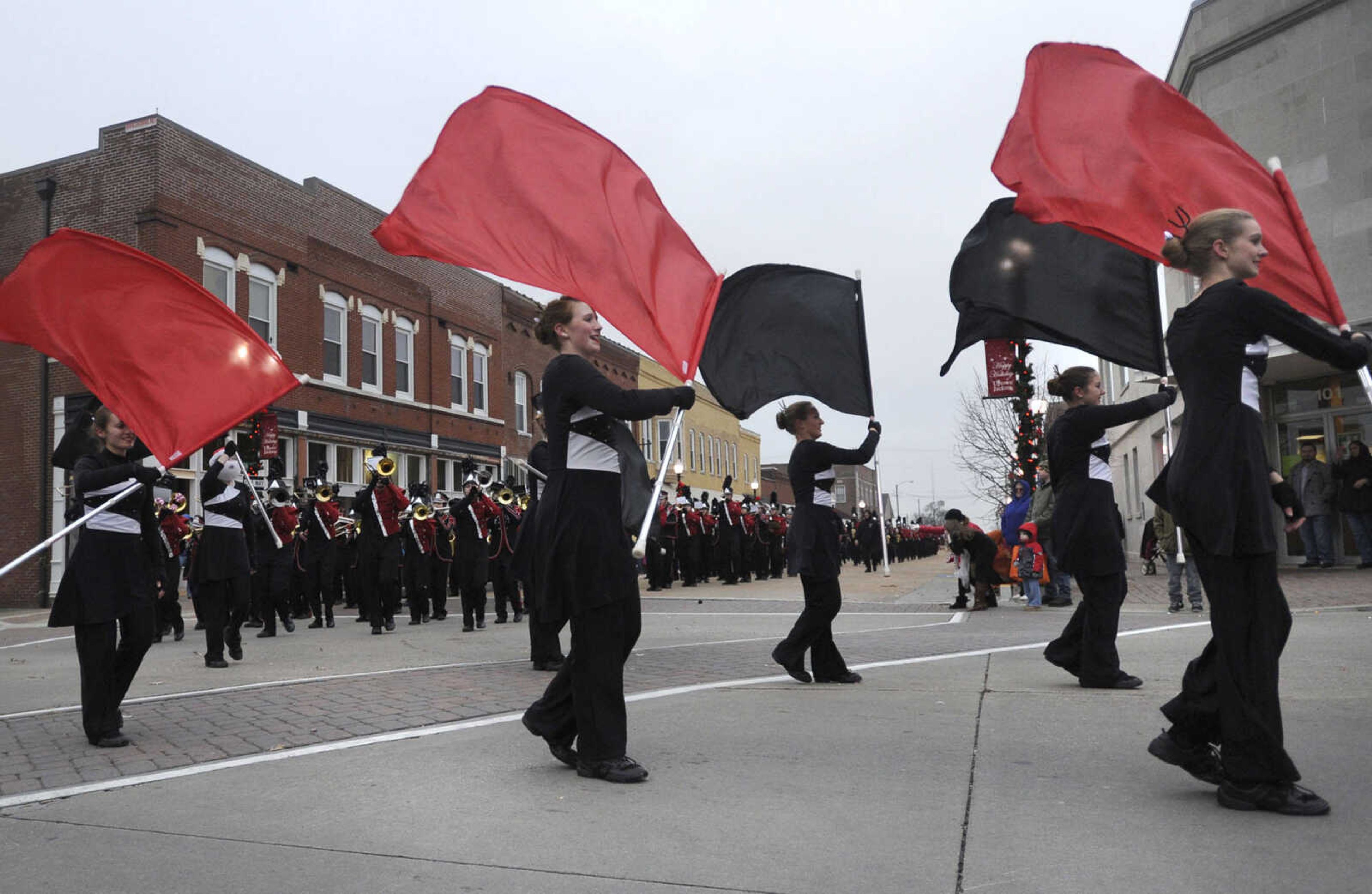 The Jackson Marching Chiefs perform in the Jackson Christmas parade Saturday, Dec. 6, 2014 in Jackson.