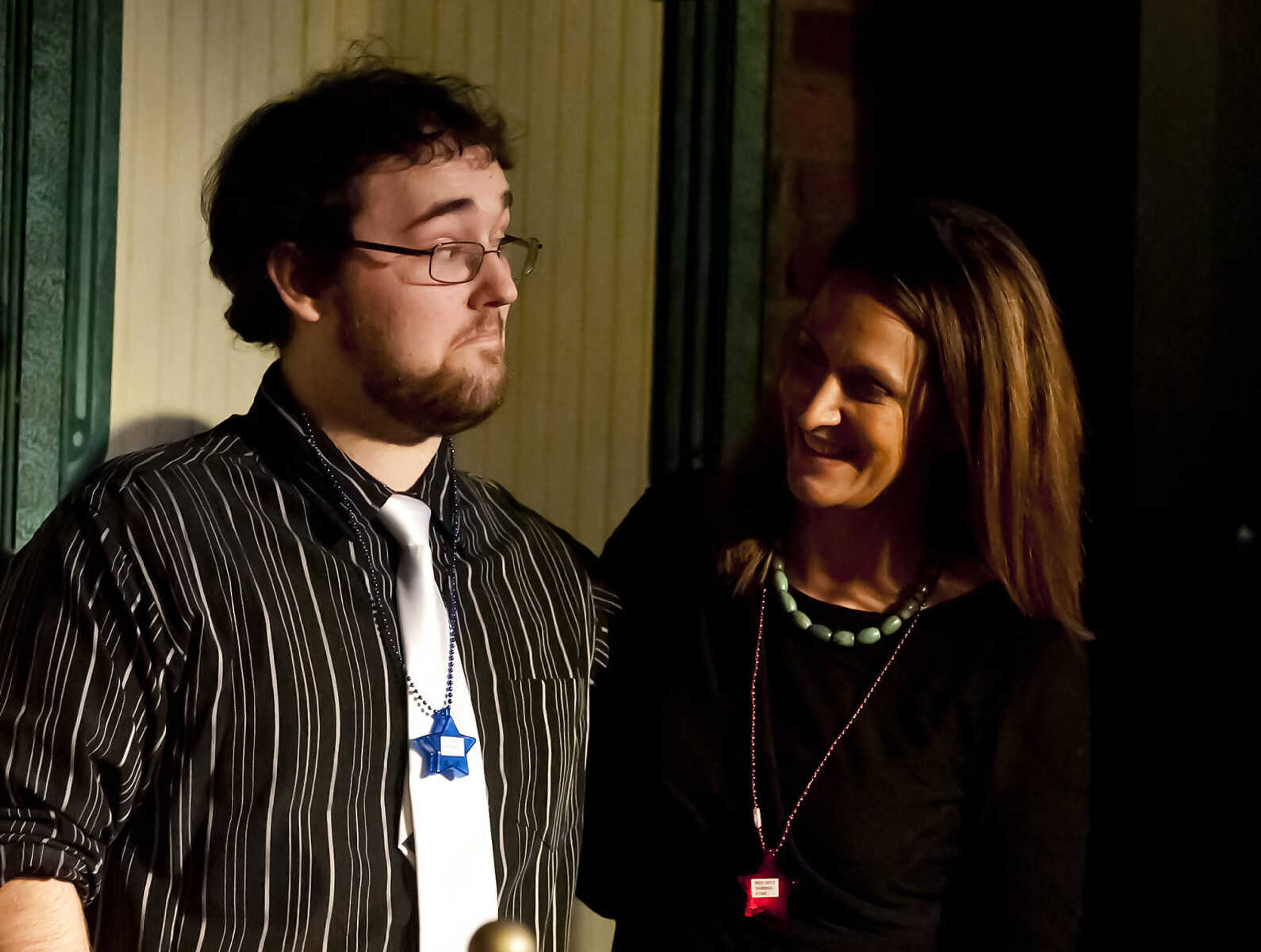 Michael Evans and Alison Niermann are presented with the Shinning Star Award during the Abbott Awards, the River City Players' annual awards ceremony, Saturday, Jan. 18, at Port Cape in downtown Cape Girardeau. Auditions for the first production of the 2014 season, "Quiet on the Set," will be held at 7 p.m. Jan. 29 and 30 at Port Cape.