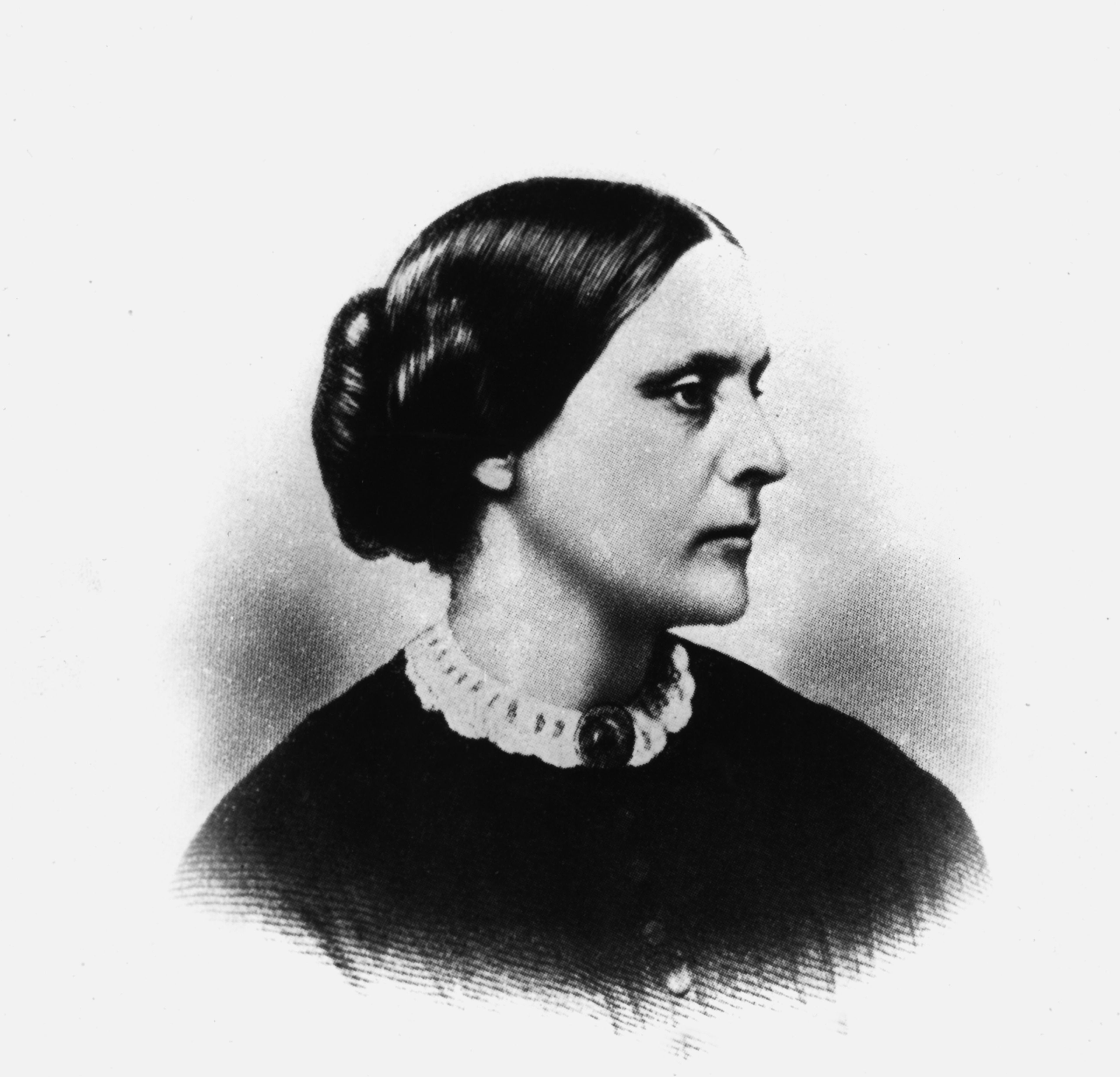 This is an undated sketch drawing of suffragette Susan B. Anthony. Anthony, who was active in the anti-slavery movements, became a leader in women's rights in 1854 and co-founded the National American Woman Suffrage Association in 1869. She was born in Adams, Mass., in 1820 and died in 1906. 