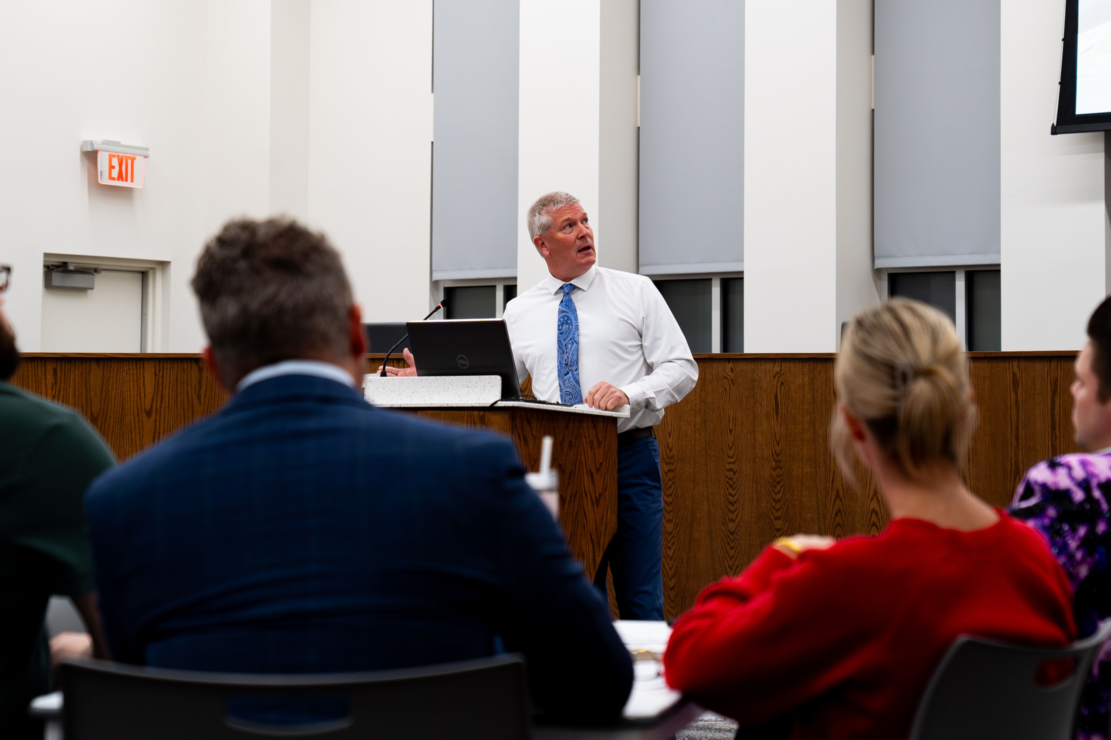 Assistant city manager Trevor Pulley discusses the differences between nuisance and chronic nuisance with the Gun Violence Task Force on Wednesday, Nov. 6, at City Hall in Cape Girardeau.