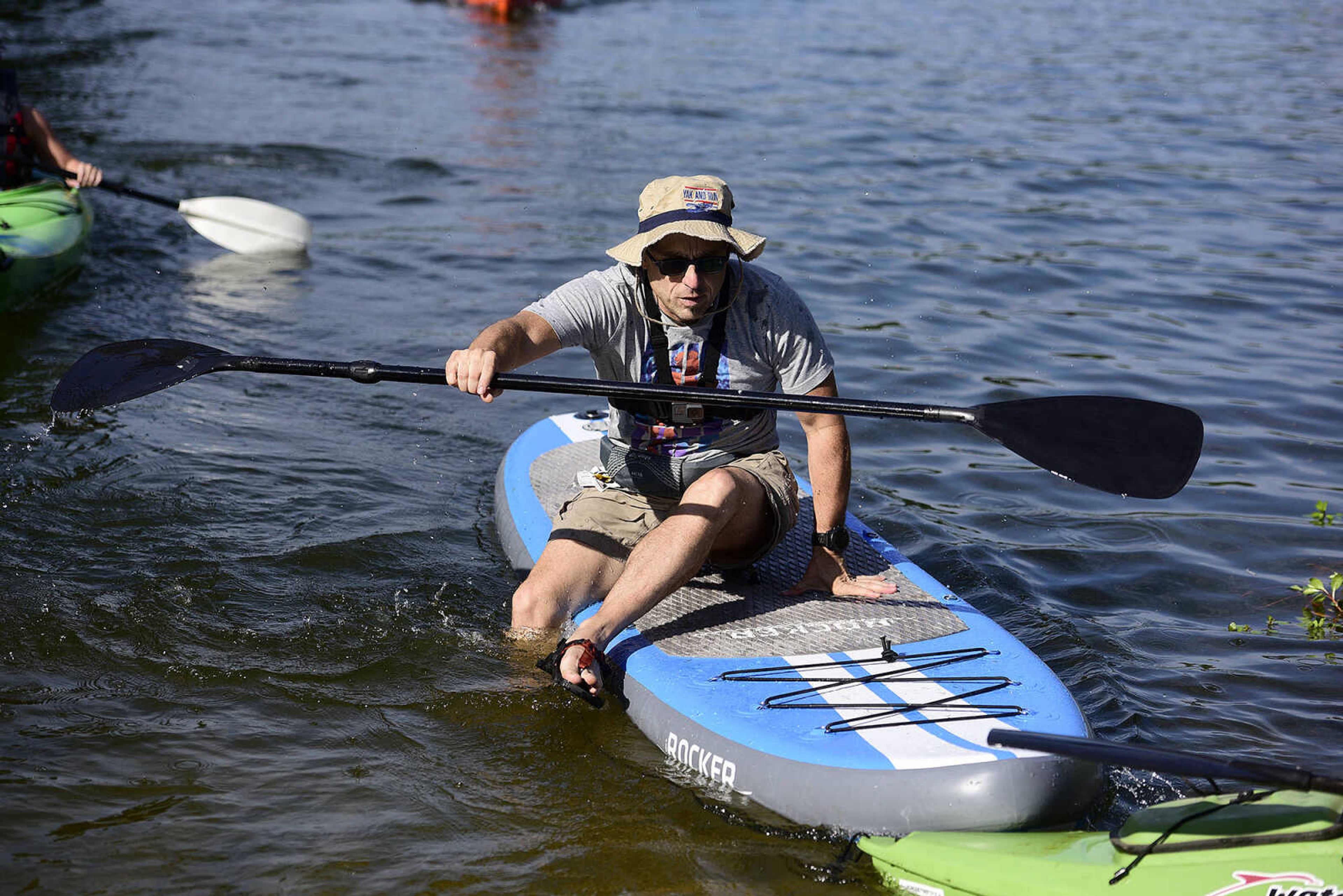 People kayak on Lake Boutin during the first ever St. Jude Heroes Yak 'n Run on Saturday, Aug. 26, 2017, at Trail of Tears State Park. All proceeds from the event support St. Jude Children's Research Hospital