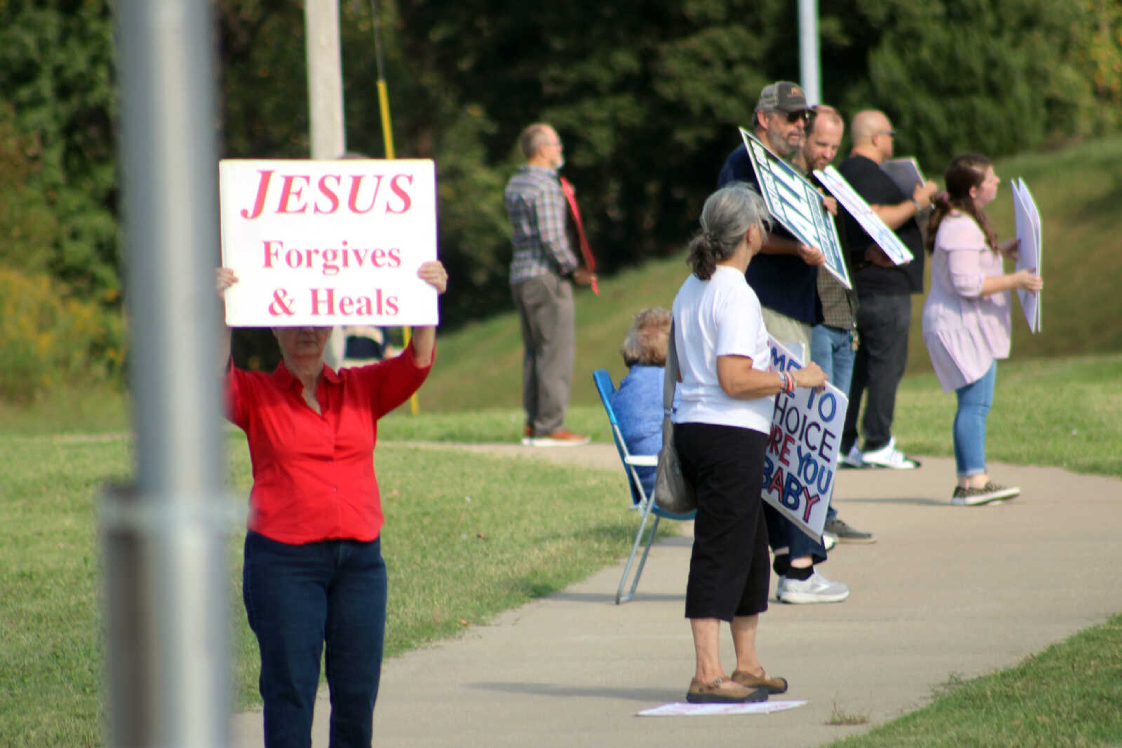 Members of Cape Girardeau Life Chain are joined by members of the community to observe National Life Chain Sunday 2021, a nationwide "peaceful and prayerful pro-life witness," on Sunday afternoon at the corner of William Street and Silver Springs Road in Cape Girardeau.