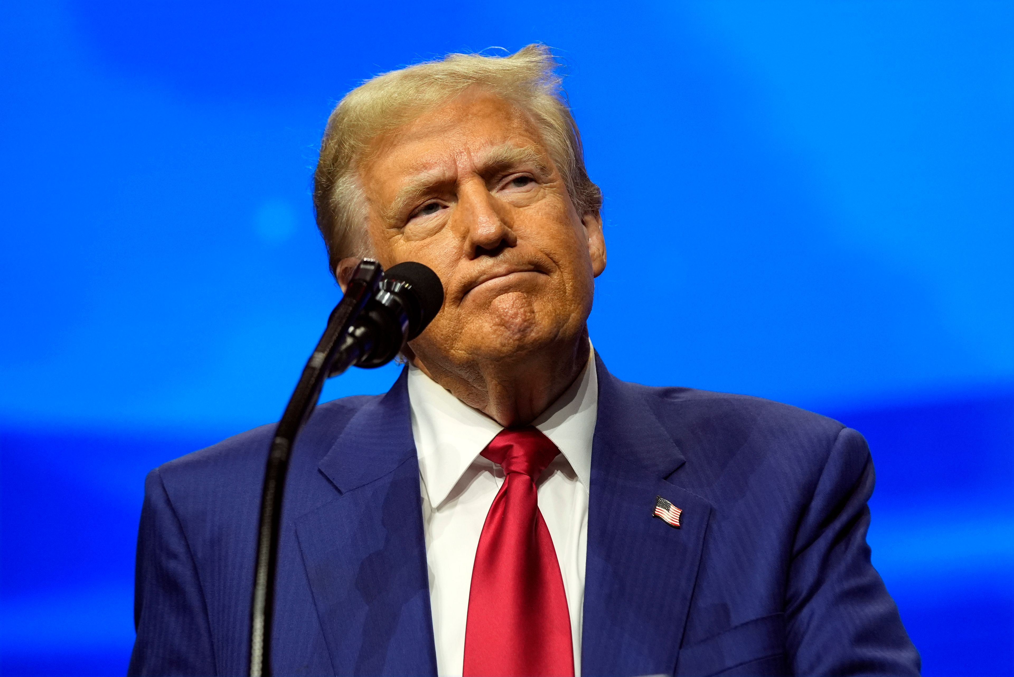 Republican presidential nominee former President Donald Trump speaks at a Turning Point Action campaign rally, Wednesday, Oct. 23, 2024, in Duluth, Ga. (AP Photo/Alex Brandon)