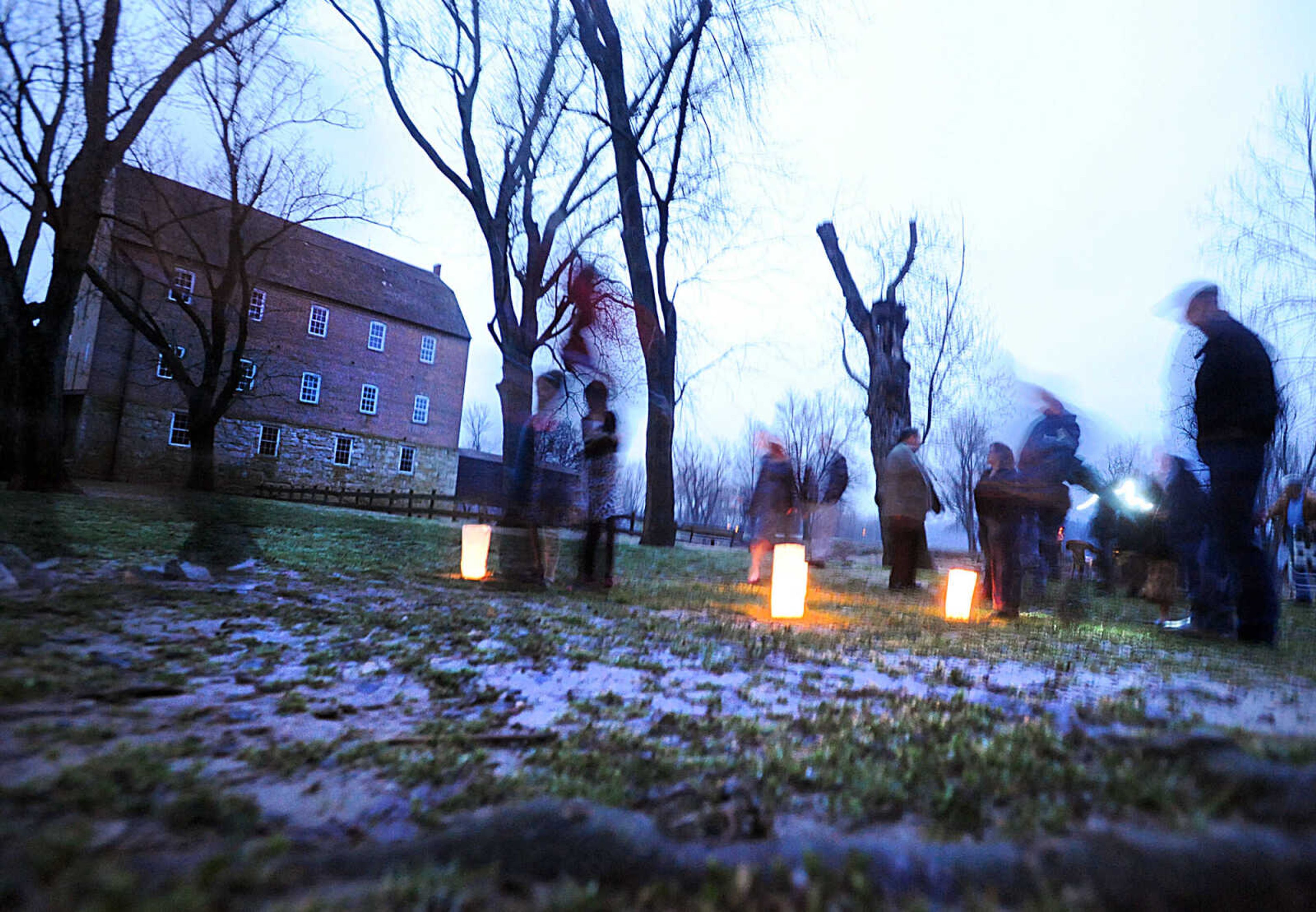 LAURA SIMON ~ lsimon@semissourian.com

Luminaries create a pathway for parishioners leaving after Burfordville Baptist Church's Easter sunrise service along the bank of the Whitewater River Sunday morning, March 31, 2013 at Bollinger Mill State Historic Site.