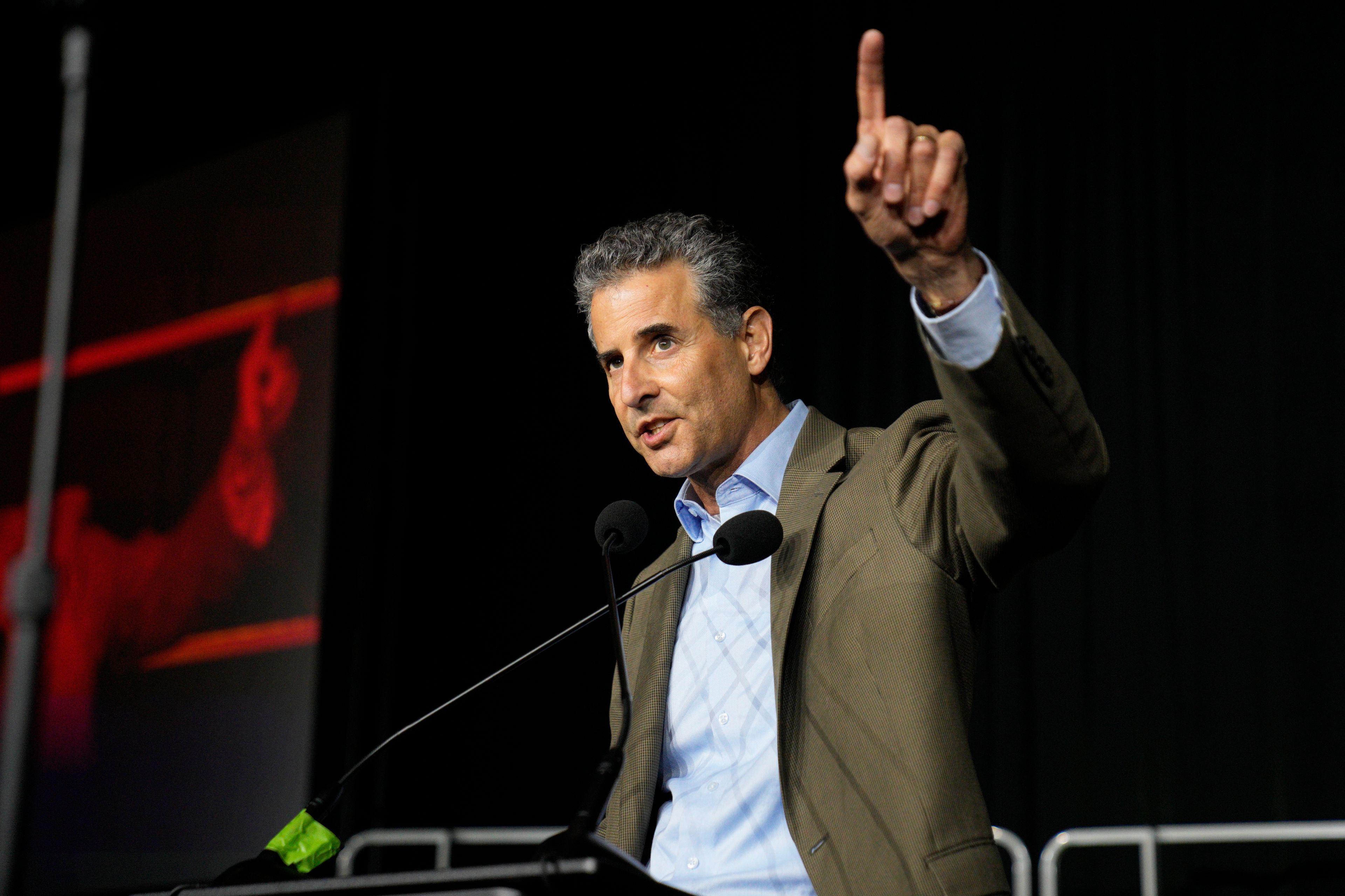 Democratic Rep. John Sarbanes, representing Maryland's 3rd Congressional District, gives a speech during an election night watch party Tuesday, Nov. 5, 2024, in College Park, Md. (AP Photo/Jess Rapfogel)