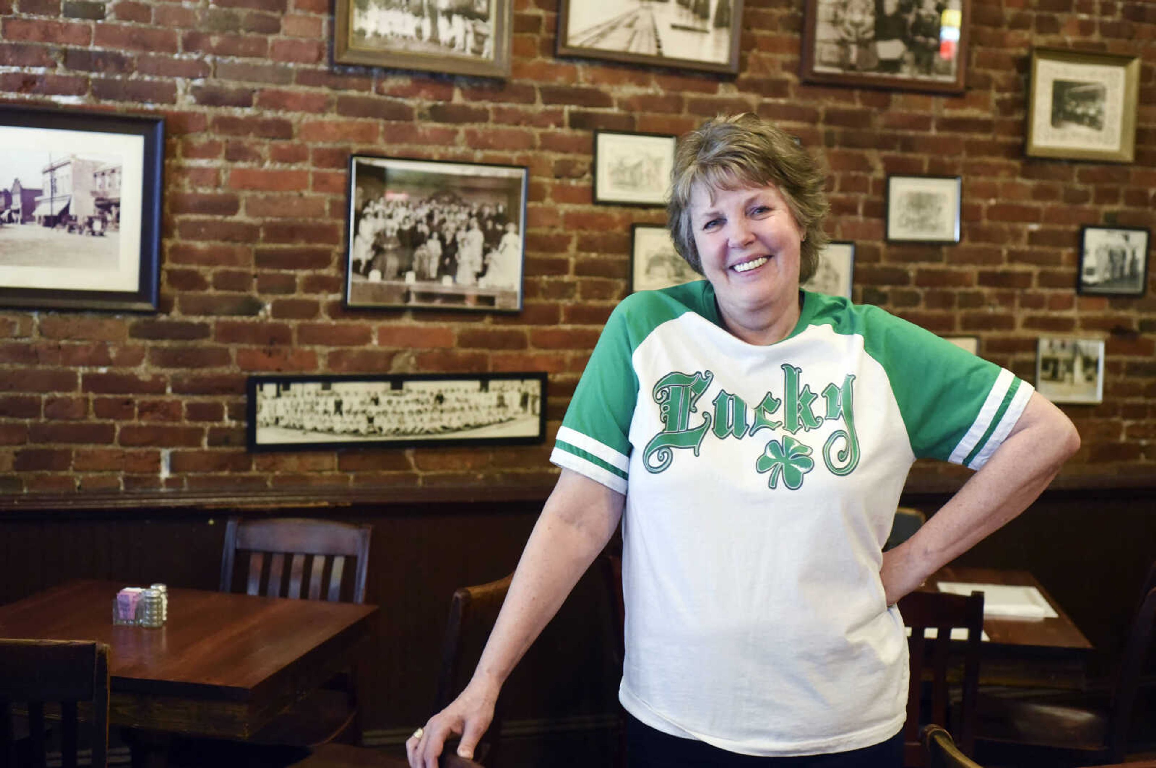 Madeline Jett, owner of The Anvil in St. Genevieve, poses for a portrait inside her establishment on Friday, March 17, 2017.