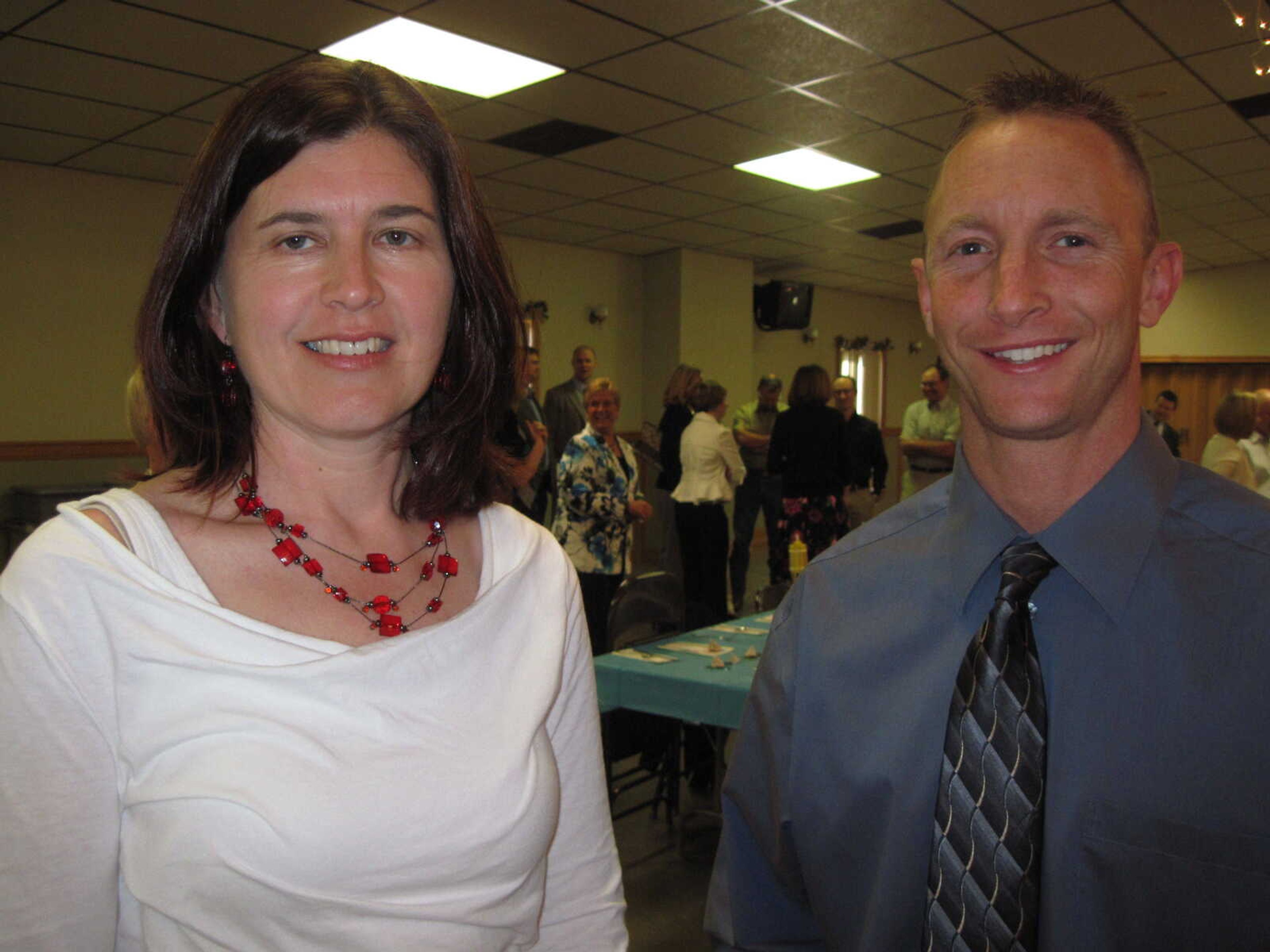 BRIAN BLACKWELL ~ bblackwell@semissourian.com 

Stephanie Fridley and Mike Martin attended the Jackson Chamber of Commerce Educator of the Year Banquet at the Knights of Columbus Hall in Jackson on Thursday, April 8, 2010.