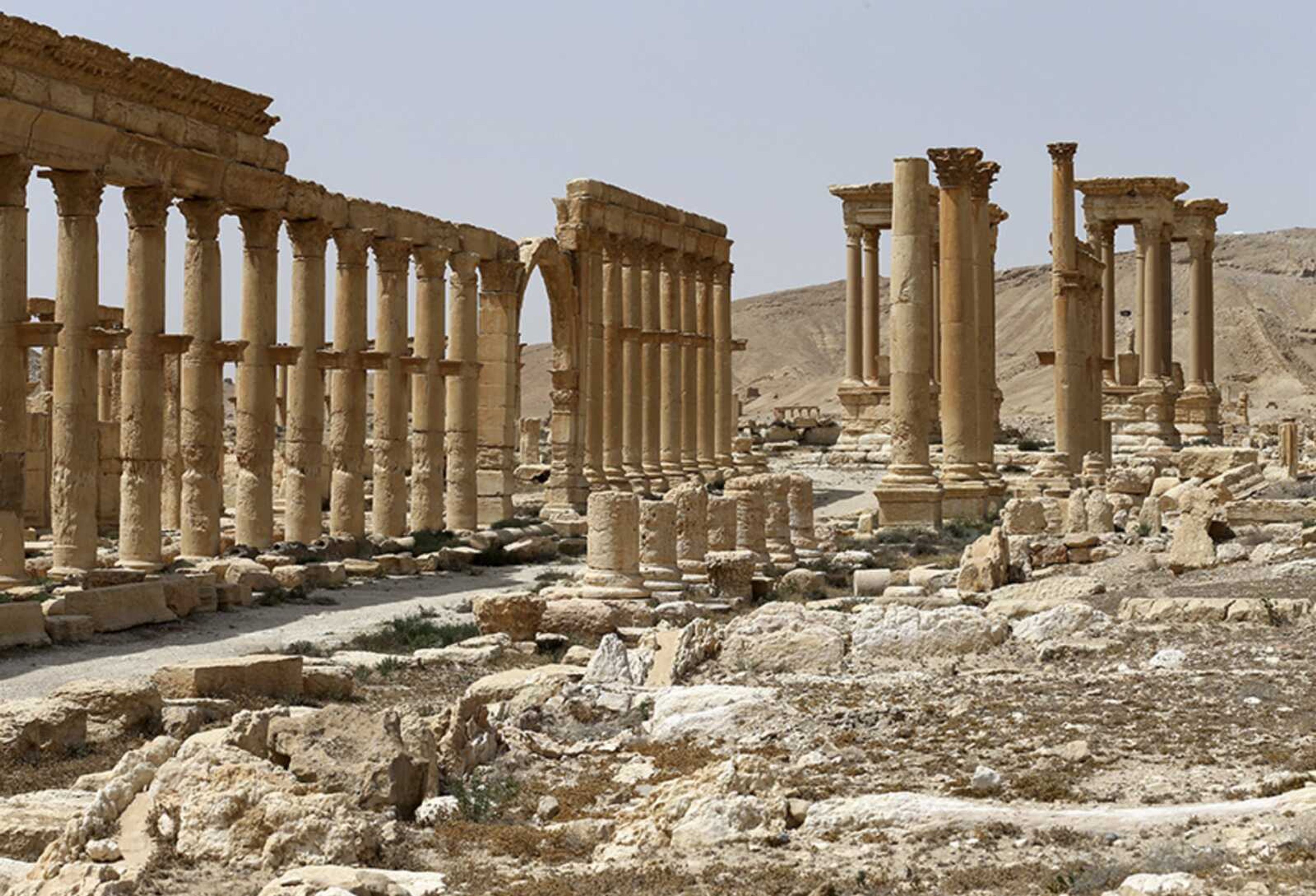 The ancient ruins in Palmyra, Syria, are shown April 8.