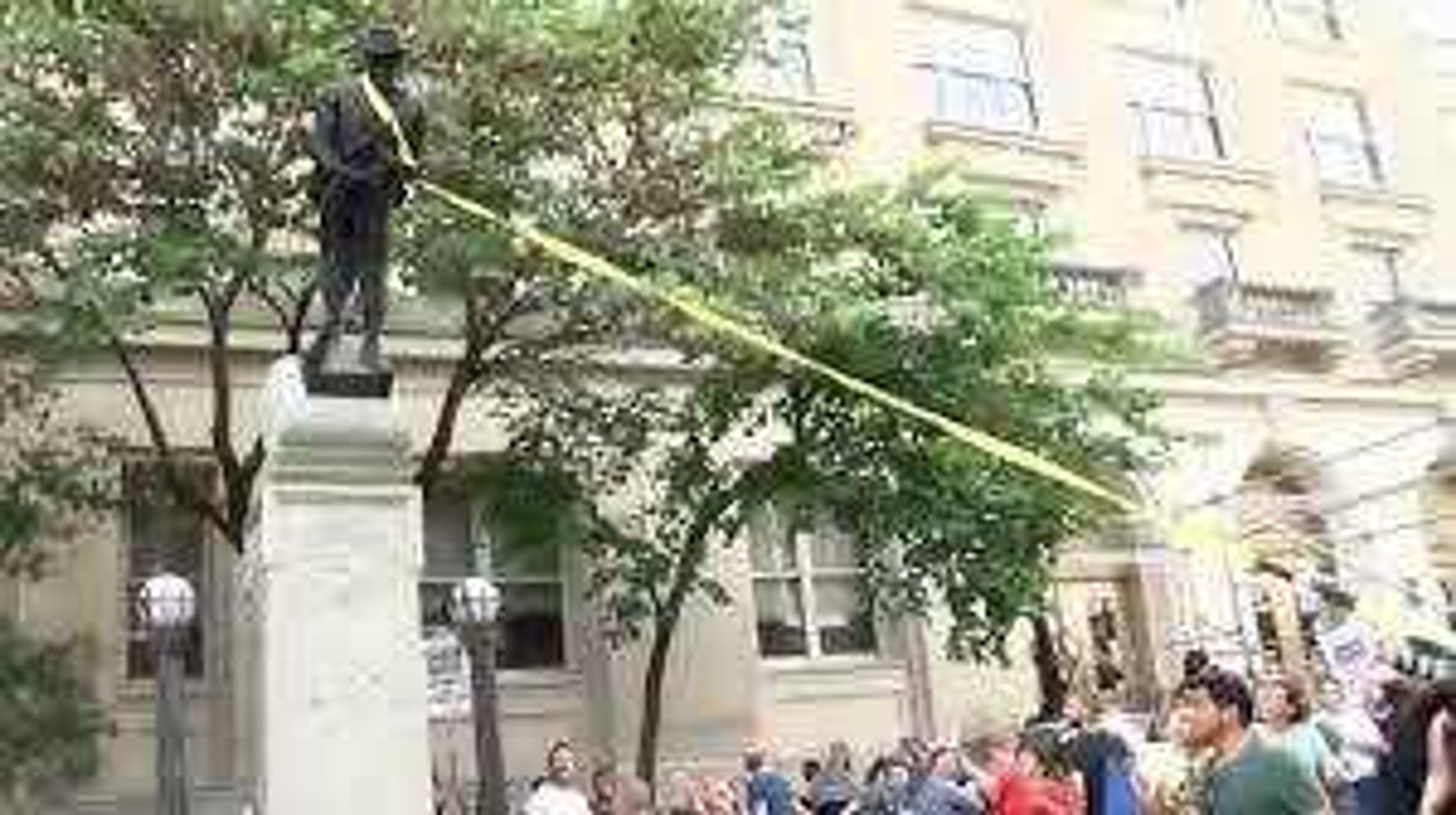 Radical leftist criminals pull down a Confederate statue in Durham, N.C.