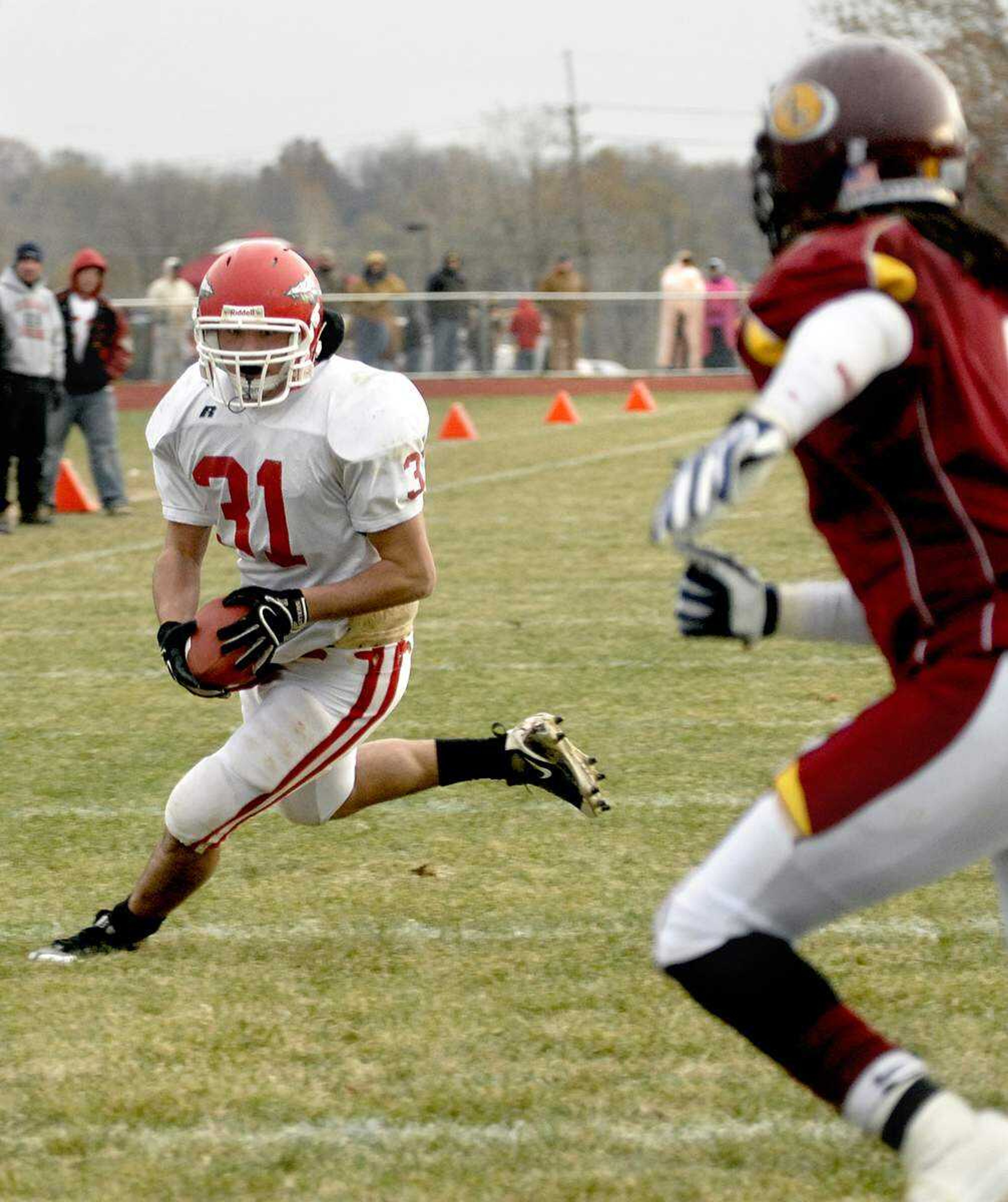 ELIZABETH DODD ~ edodd@semissourian.com
Jackson's Cole Rodgers scores a touchdown against Hazelwood East in the third quarter.