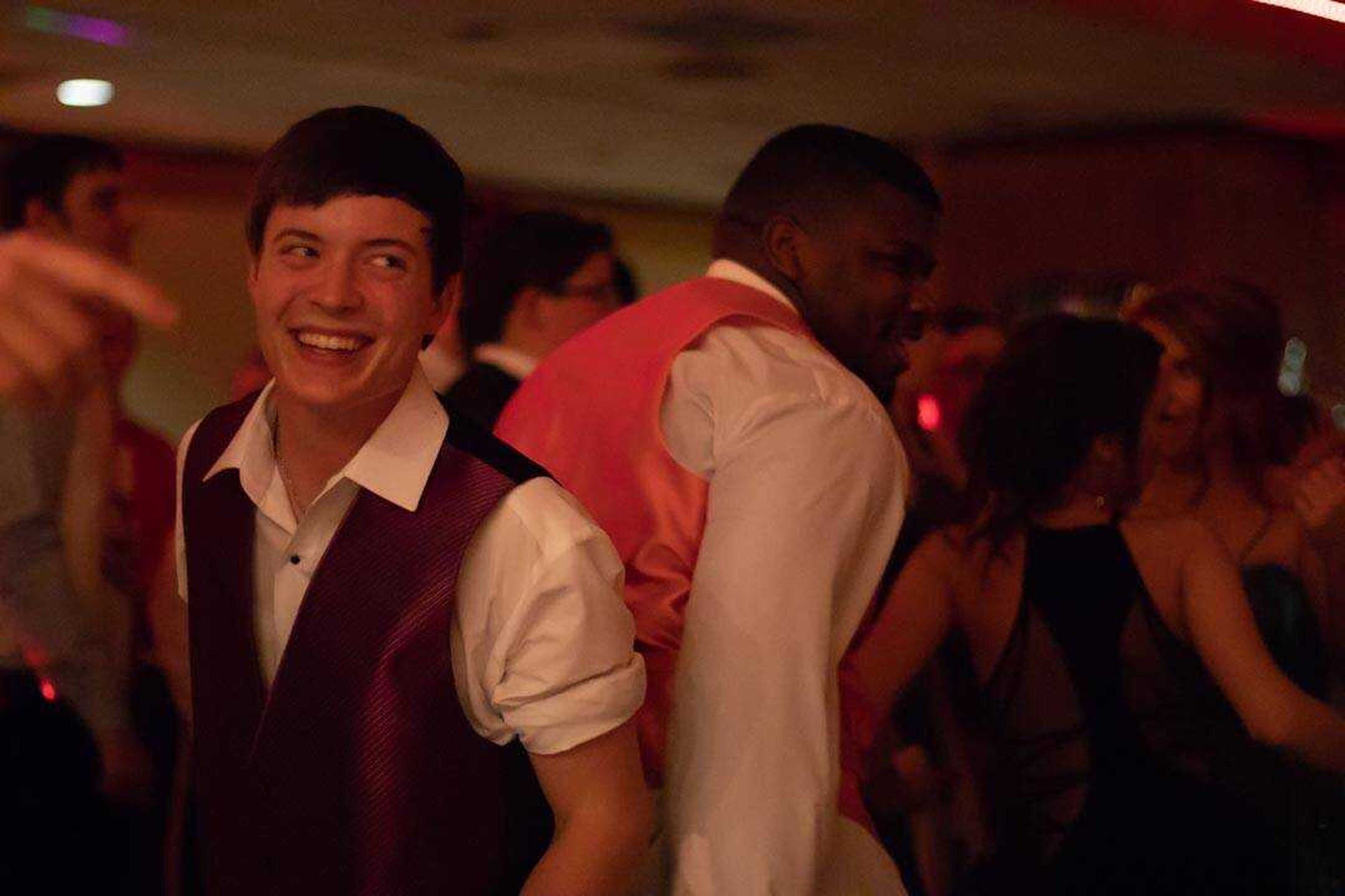 Kaleb Ballard, left, and D'Karrington Wiggins dance at the Chaffee High School prom&nbsp;Saturday, April 6, 2019,&nbsp;in the University Ballroom.