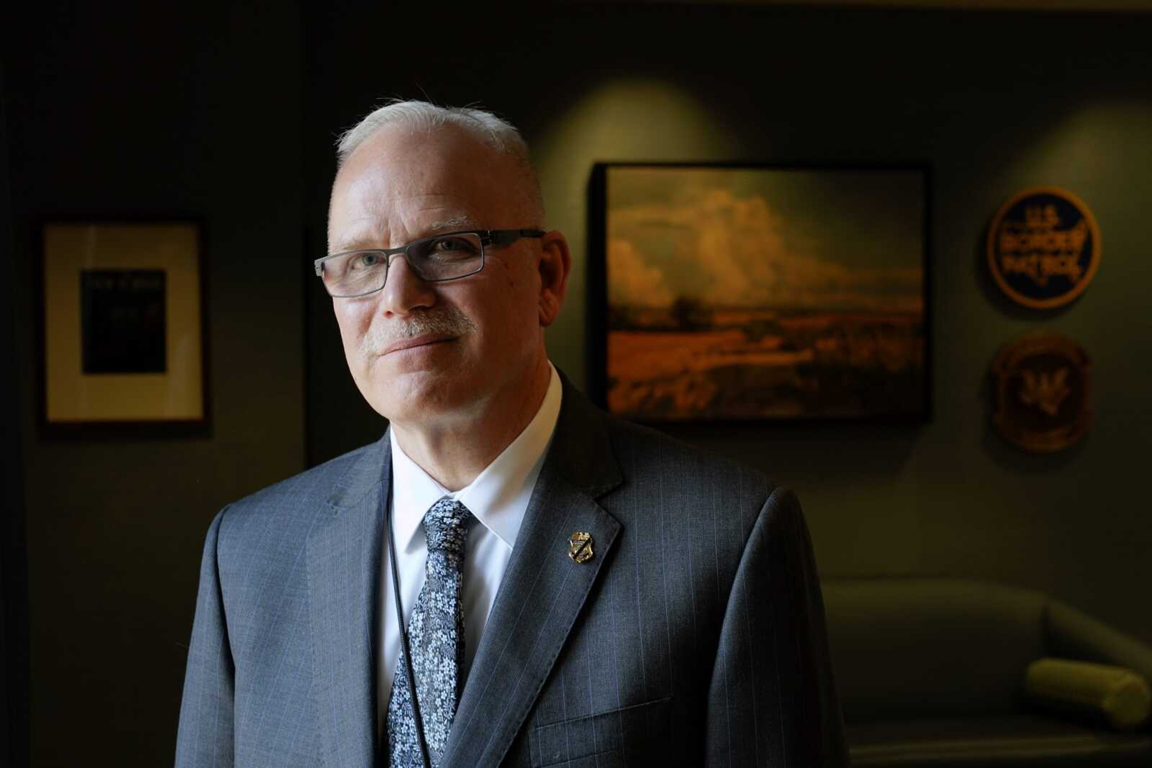 U.S. Customs and Border Protection Commissioner Chris Magnus poses for a photograph during an interview with The Associated Press on Feb. 8 in his office in Washington.